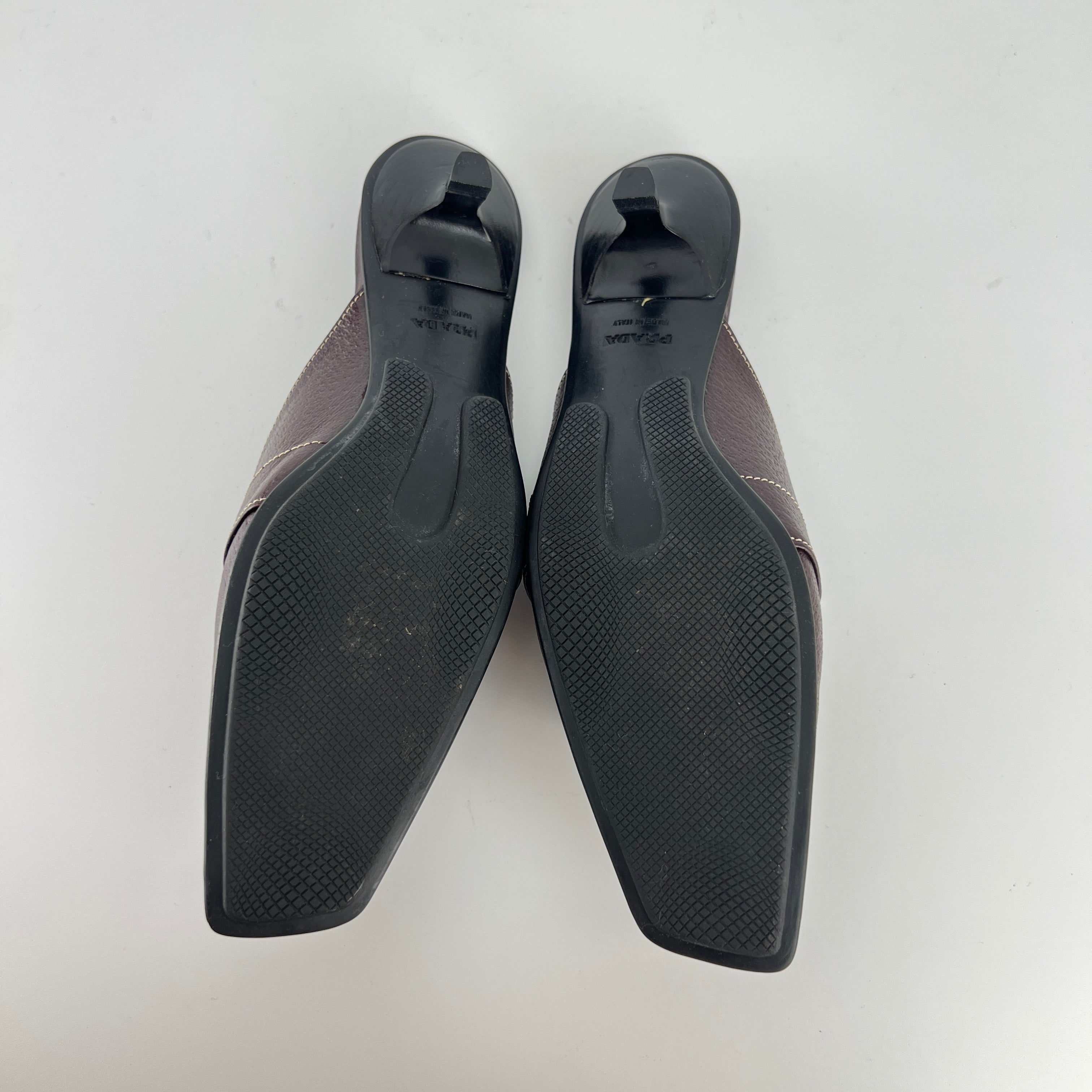 Prada | Brown Leather Tassel Loafer Slide Mules (35)