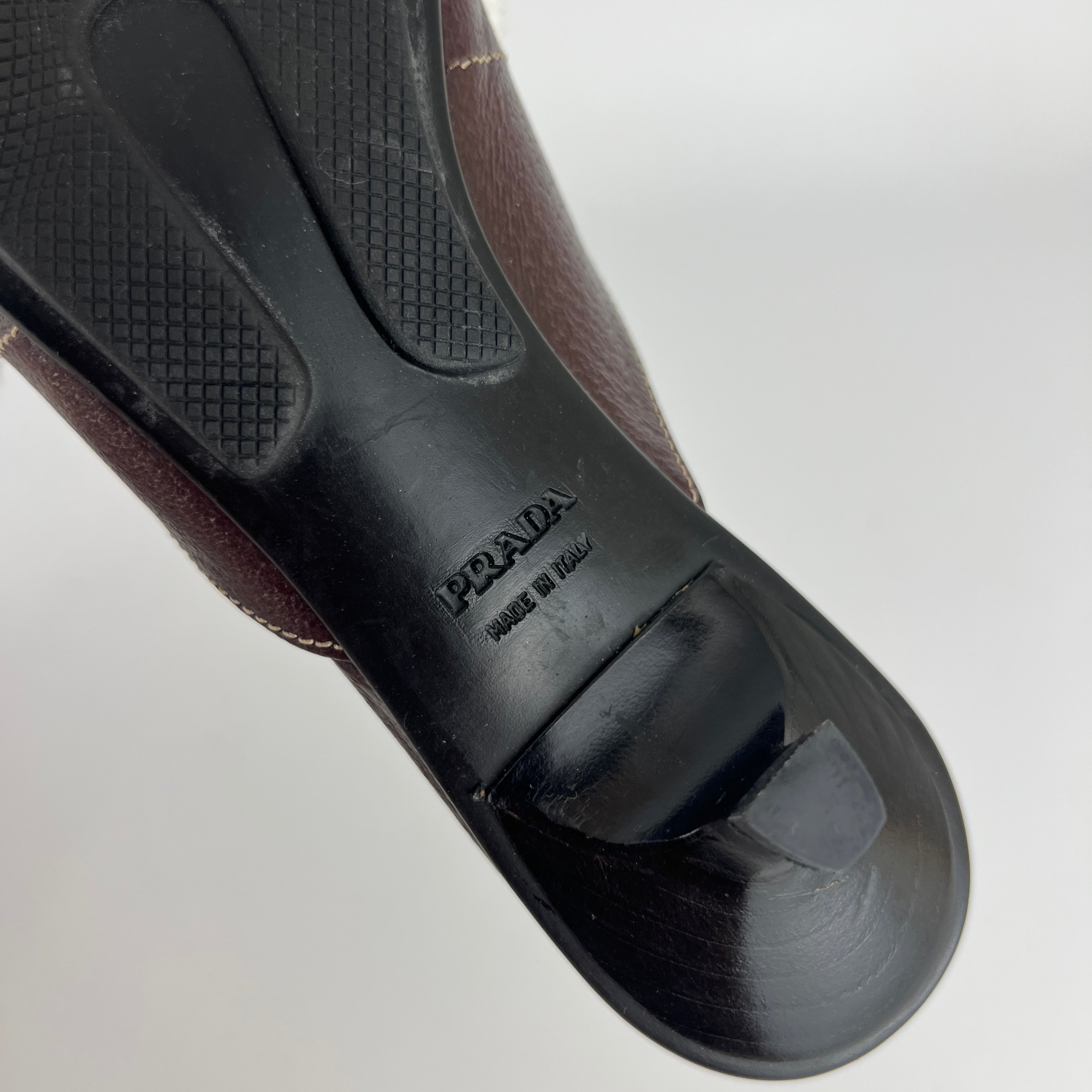 Prada | Brown Leather Tassel Loafer Slide Mules (35)
