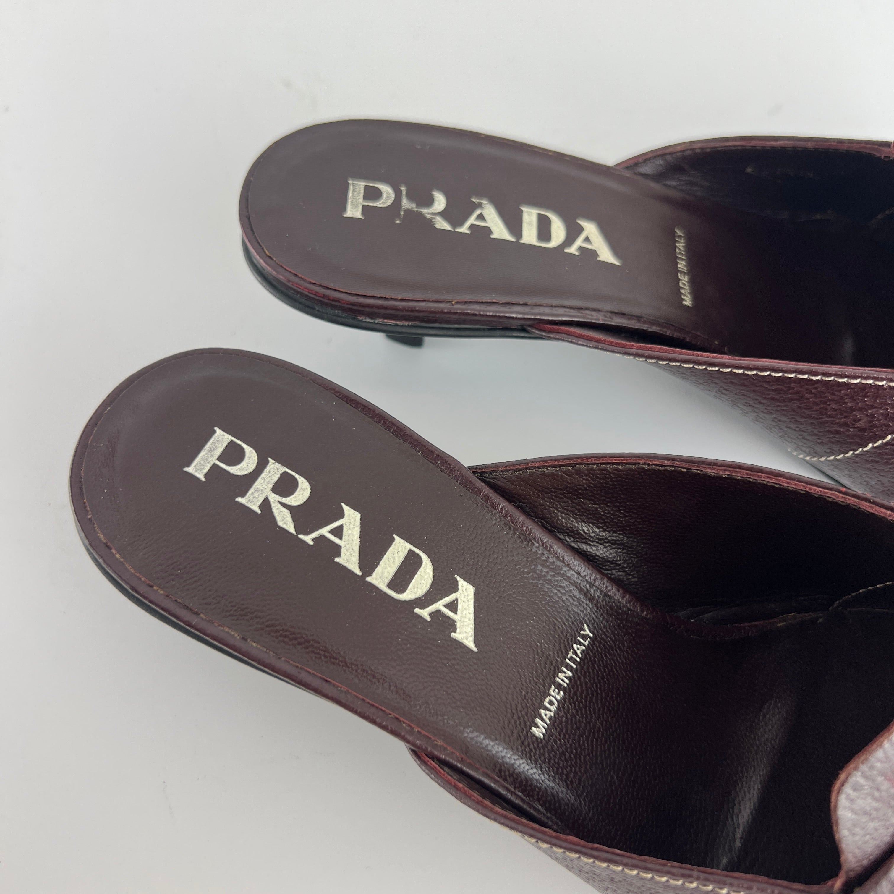 Prada | Brown Leather Tassel Loafer Slide Mules (35)
