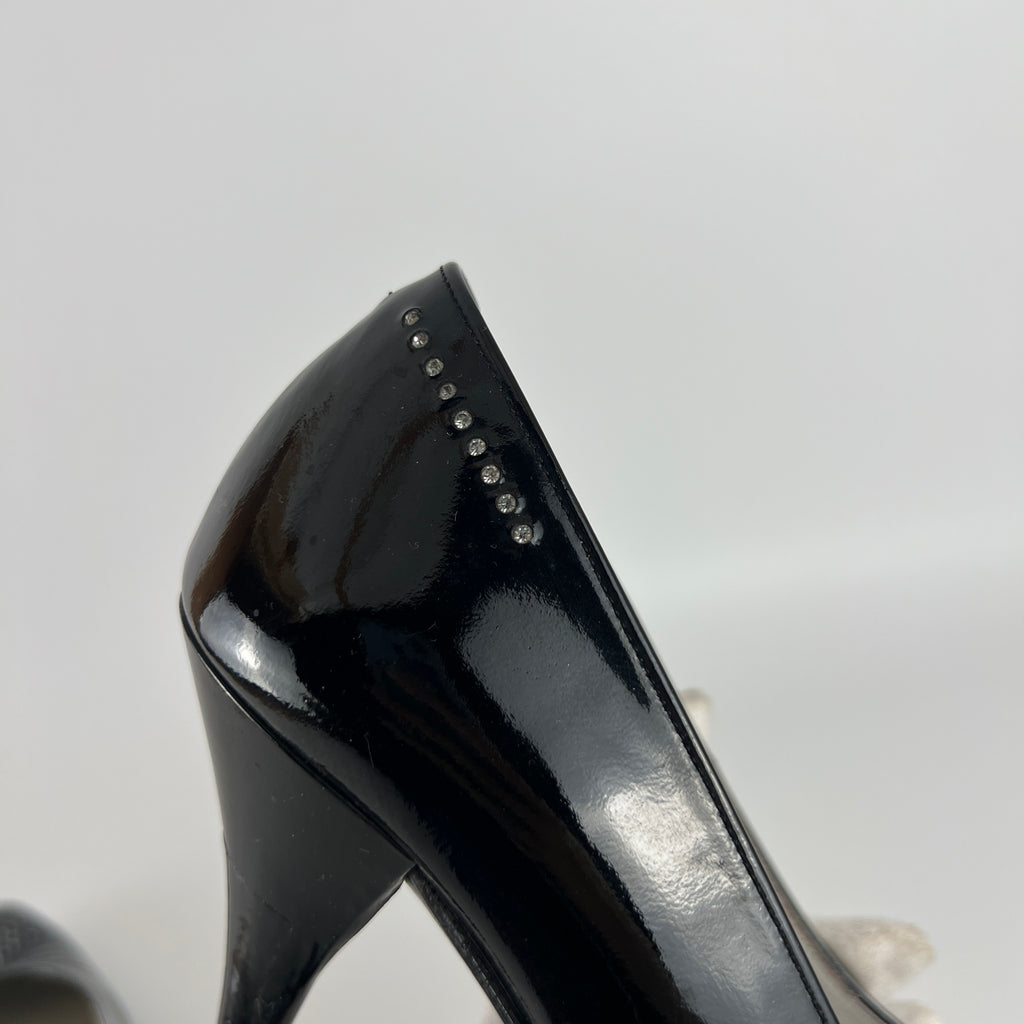 Dior | Vintage Black Patent Leather Rhinestone Pointed Toe Pumps (6.5)