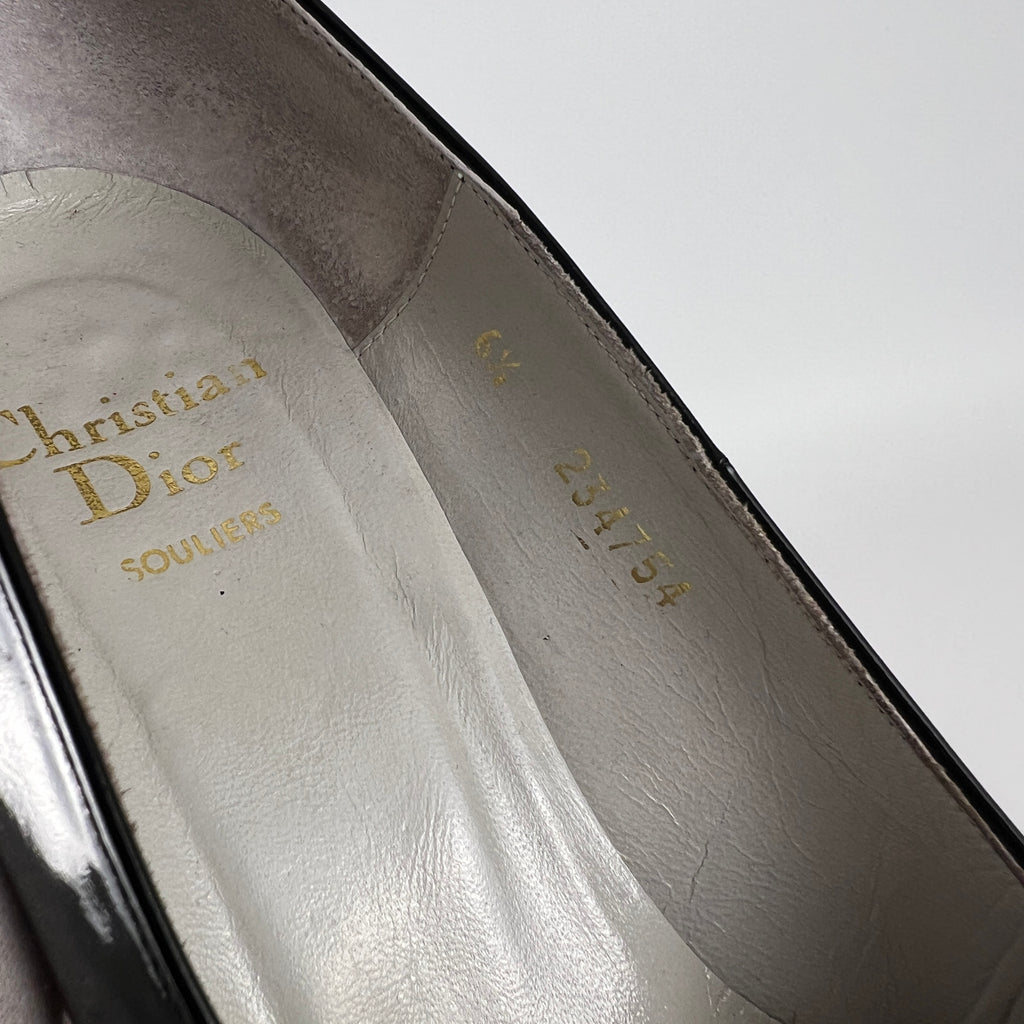Dior | Vintage Black Patent Leather Rhinestone Pointed Toe Pumps (6.5)