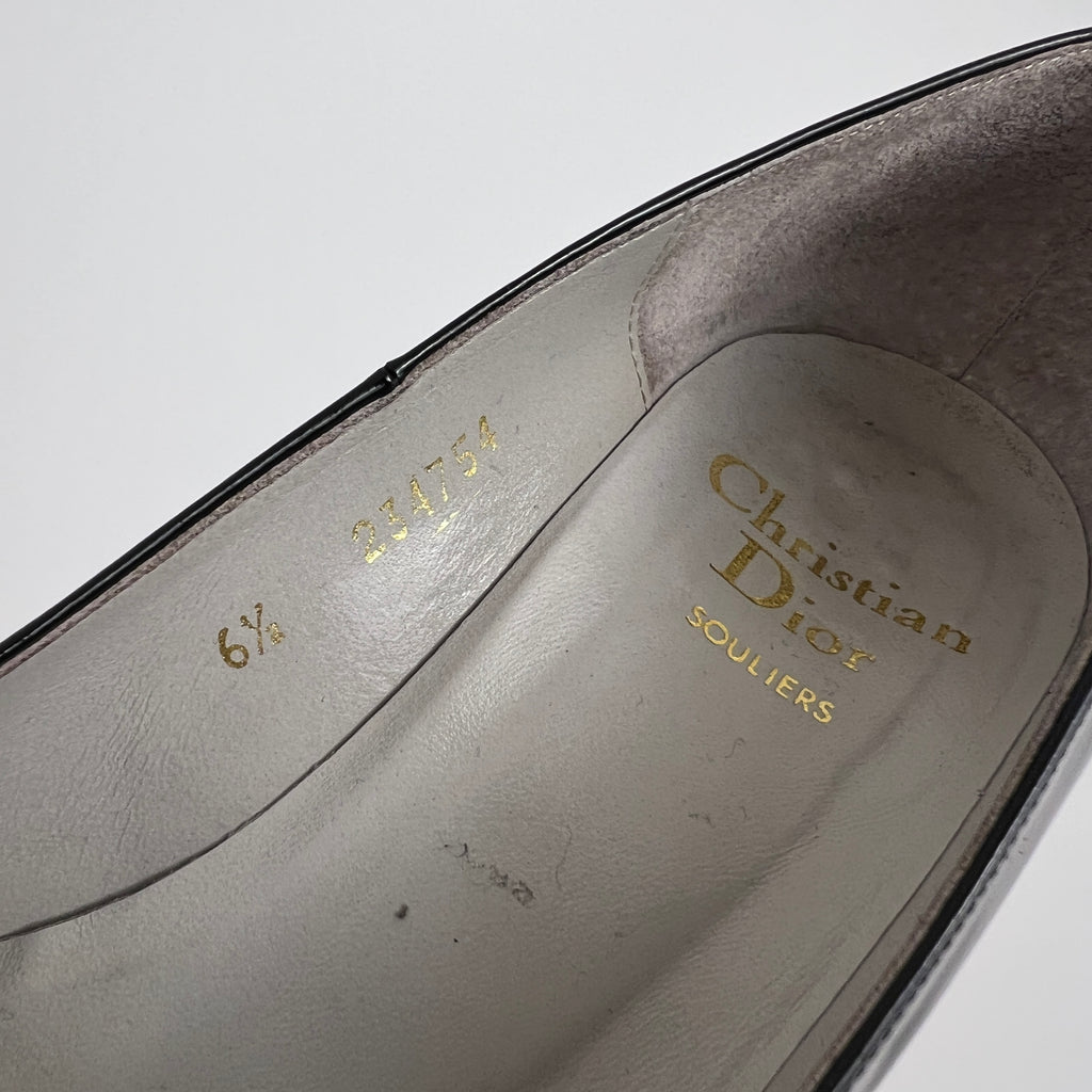 Dior | Vintage Black Patent Leather Rhinestone Pointed Toe Pumps (6.5)