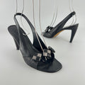 Bottega Veneta | Vintage Intrecciato Black White Leather Slingback Sandal Heels (36.5)