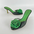Giuseppe Zanotti | Green Rose Satin Mules Pointed Toe Stiletto Rare (37)