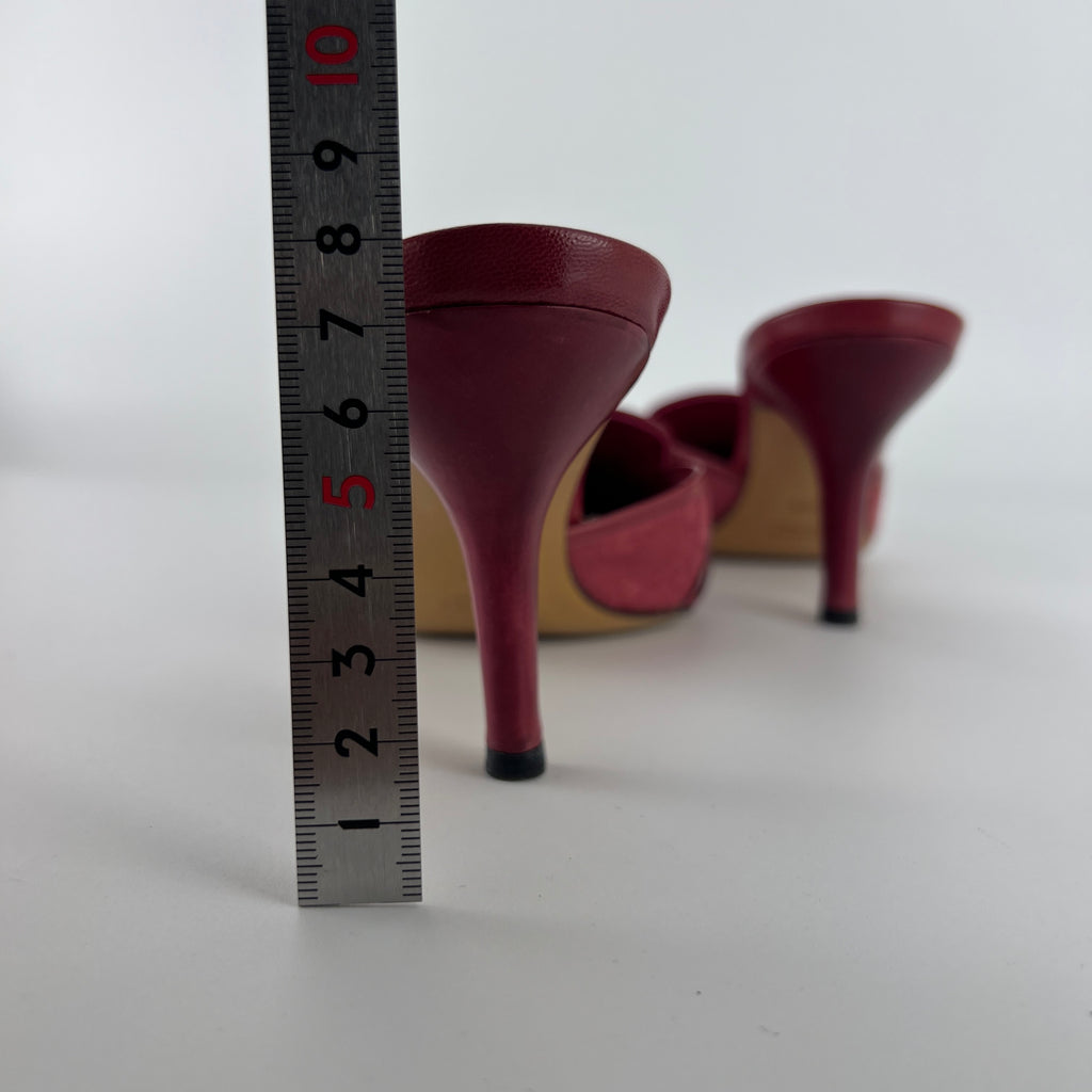 Gucci | Tom Ford Era Horse Bit Red GG Monogram Canvas Pointed Toe Mules (36)