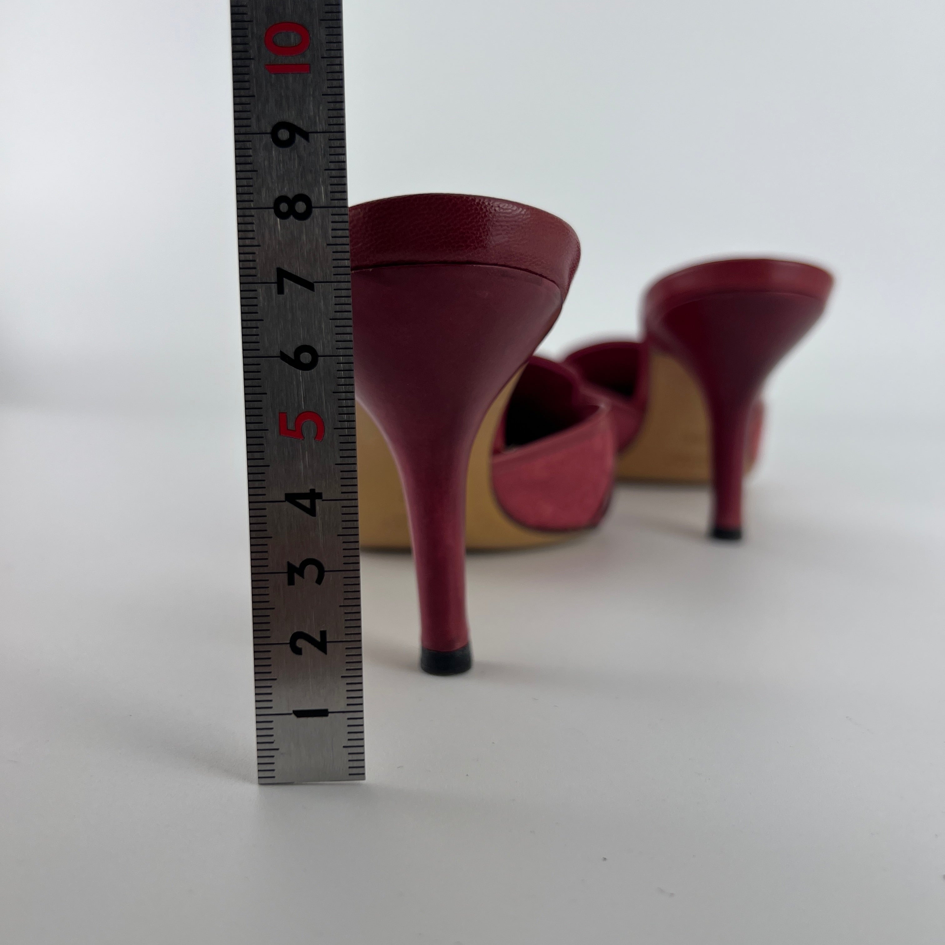 Gucci | Tom Ford Era Horse Bit Red GG Monogram Canvas Pointed Toe Mules (36)