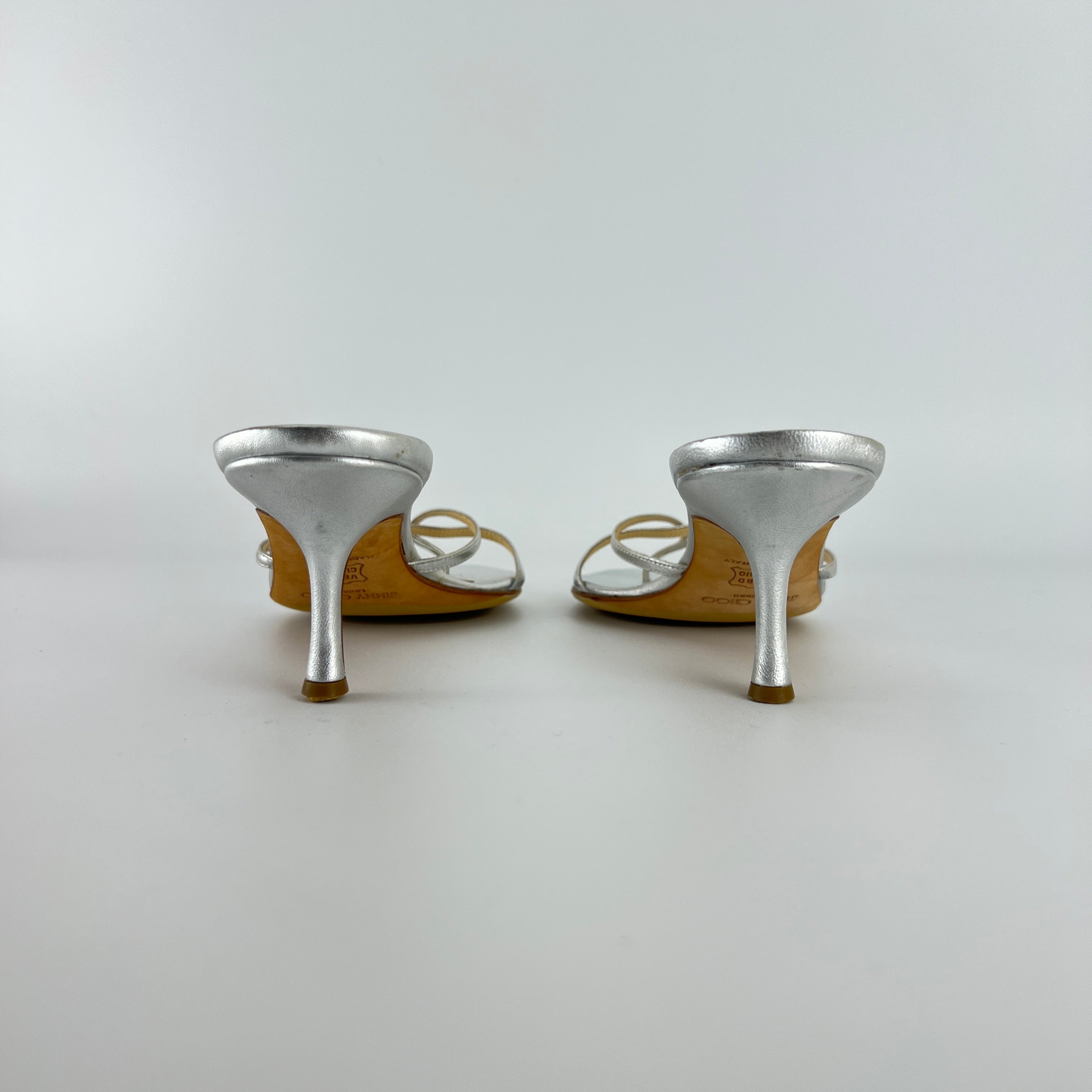 Jimmy Choo | Vintage Nimbus Metallic Silver Thong Strappy Sandal Slide Mules (36)
