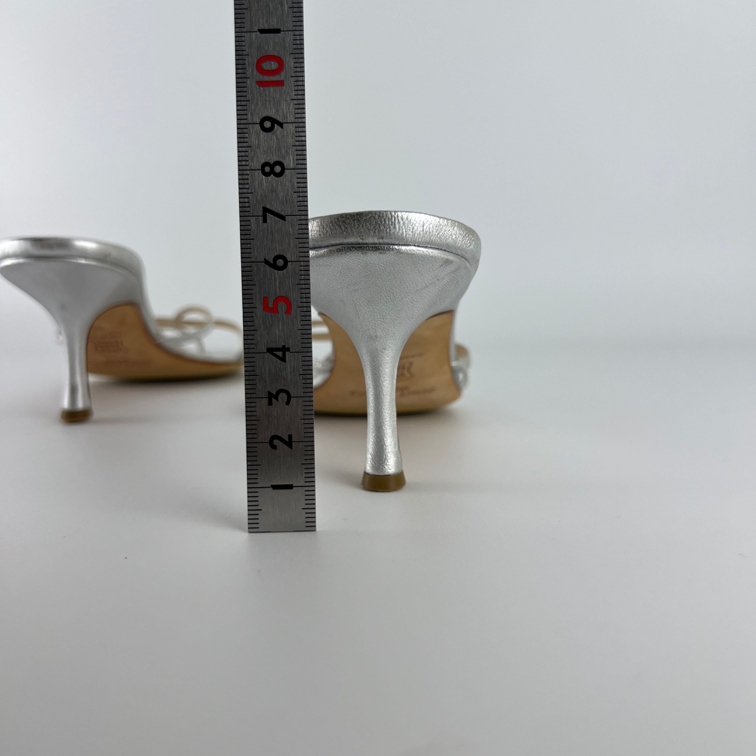 Jimmy Choo | Vintage Nimbus Metallic Silver Thong Strappy Sandal Slide Mules (36)