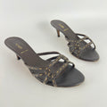 Fendi | Selleria Brown Leather Top Stitch Strappy Sandal Mules (36.5)