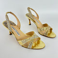 Manolo Blahnik | Lizard Leather Metallic Gold Slingback Sandal Heels (35.5)