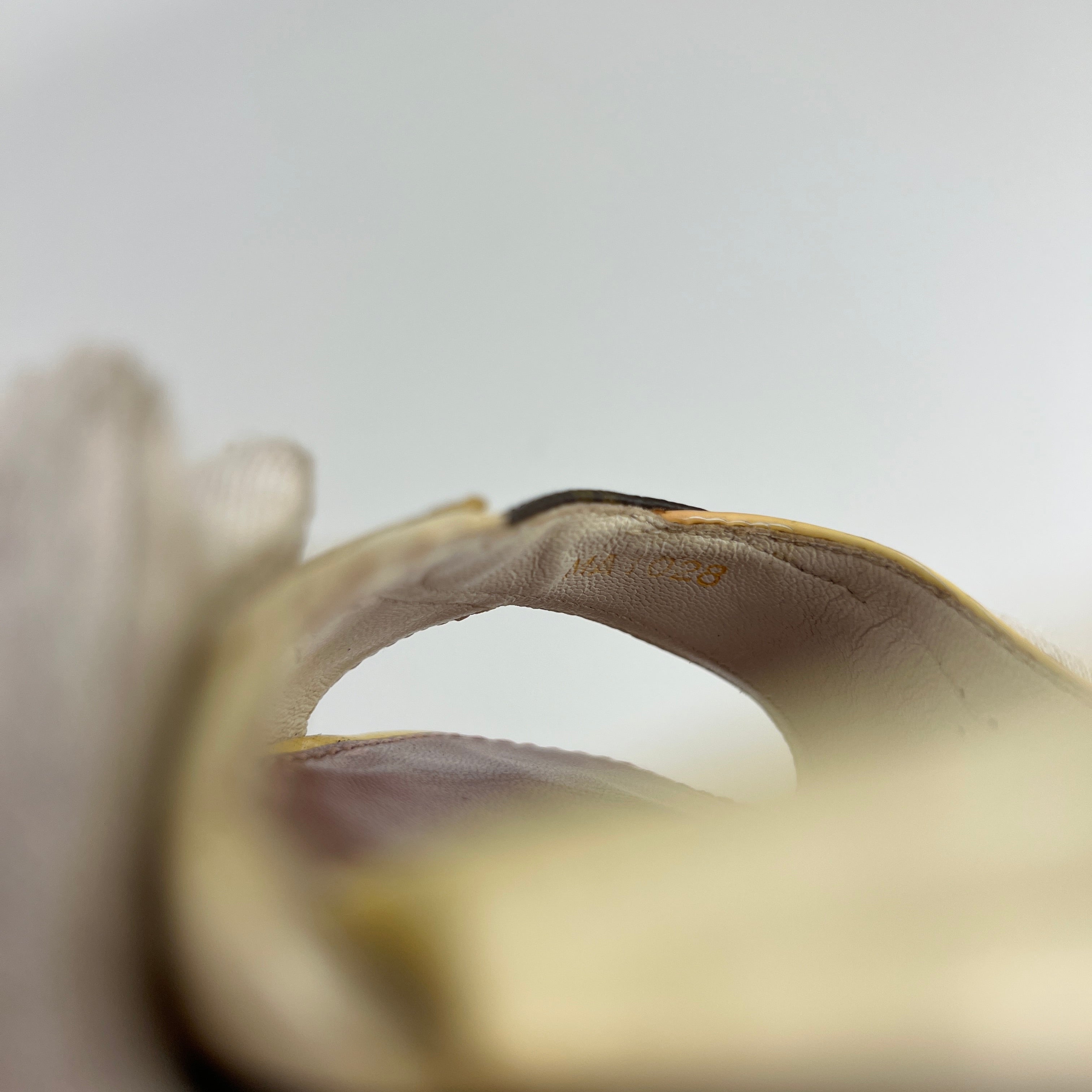Louis Vuitton | LV Monogram Gold Leather Kitten Heel Slide Mules (36)