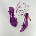 Manolo Blahnik | Purple Leather Thong Heels Strappy Lace Up Ankle Heels (35)