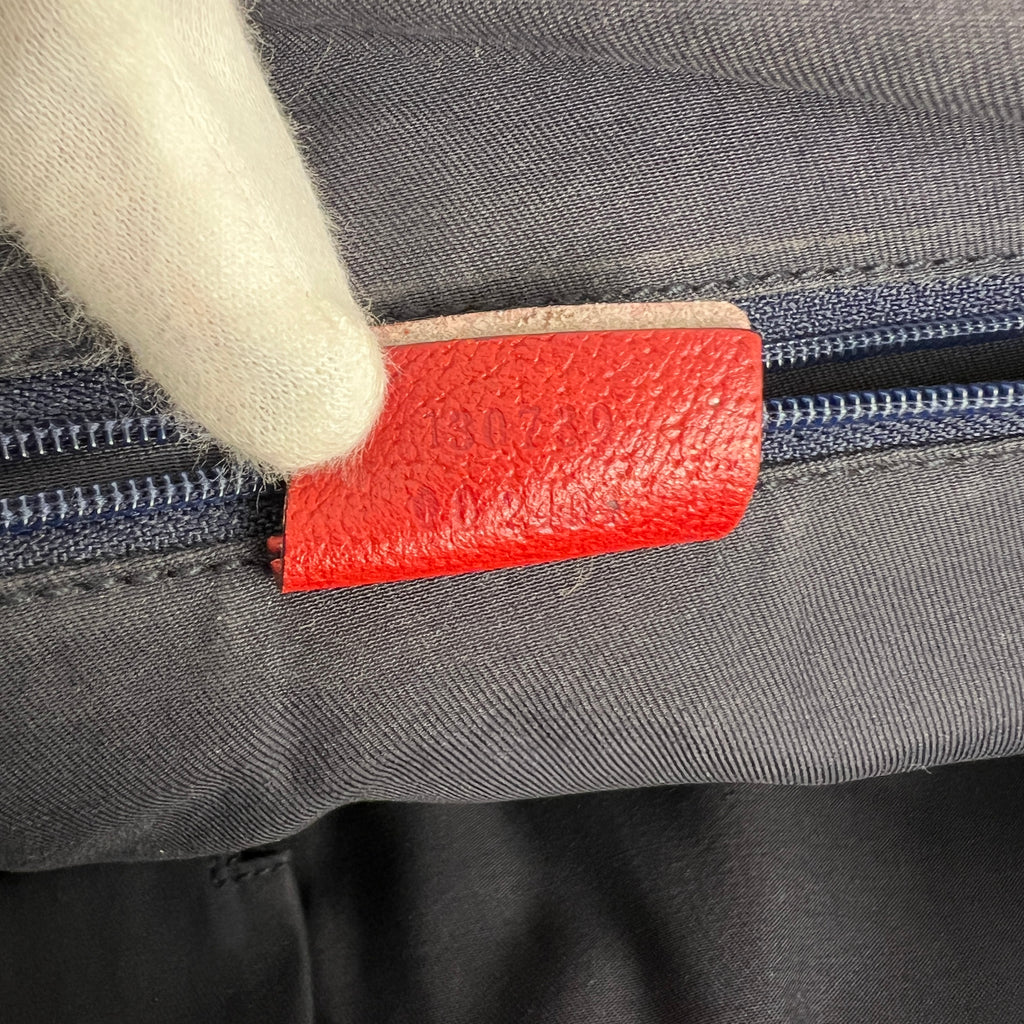 Gucci | Vintage Red Leather Trim GG Monogram Tote Bag Gold Hardware
