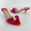 Ferragamo | Vara Bow Pink Patent Leather Fuchsia Gold Slide Sandal Mules (6.5 , 36.5)