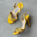 Jimmy Choo | Yellow Leather Gem Studded Slingback Stiletto Heels (37.5)