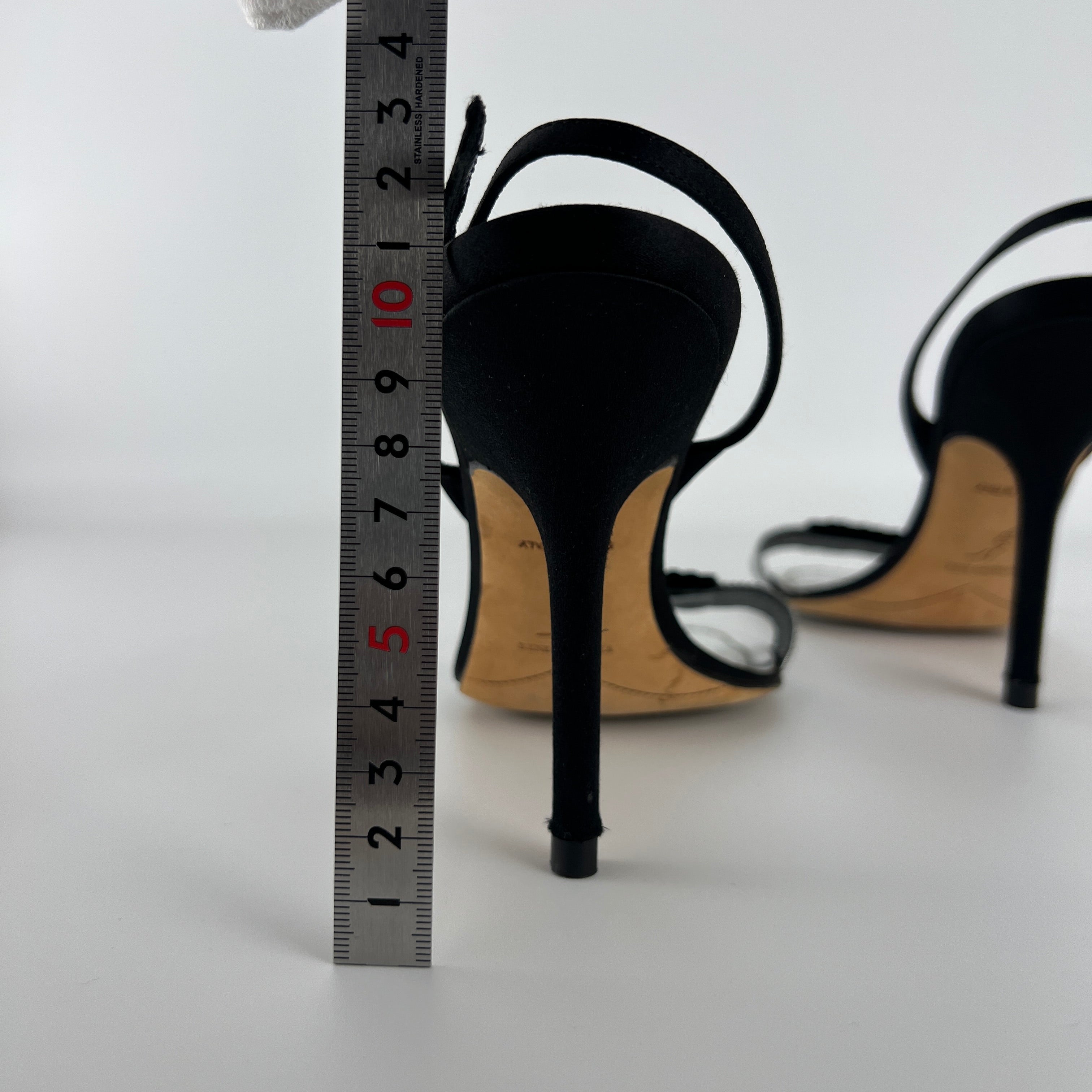 Rene Caovilla | Vintage Black Satin Velvet Crystal Strap Slingback Heel (38.5)