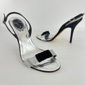 Rene Caovilla | Vintage Black Satin Velvet Crystal Strap Slingback Heel (38.5)
