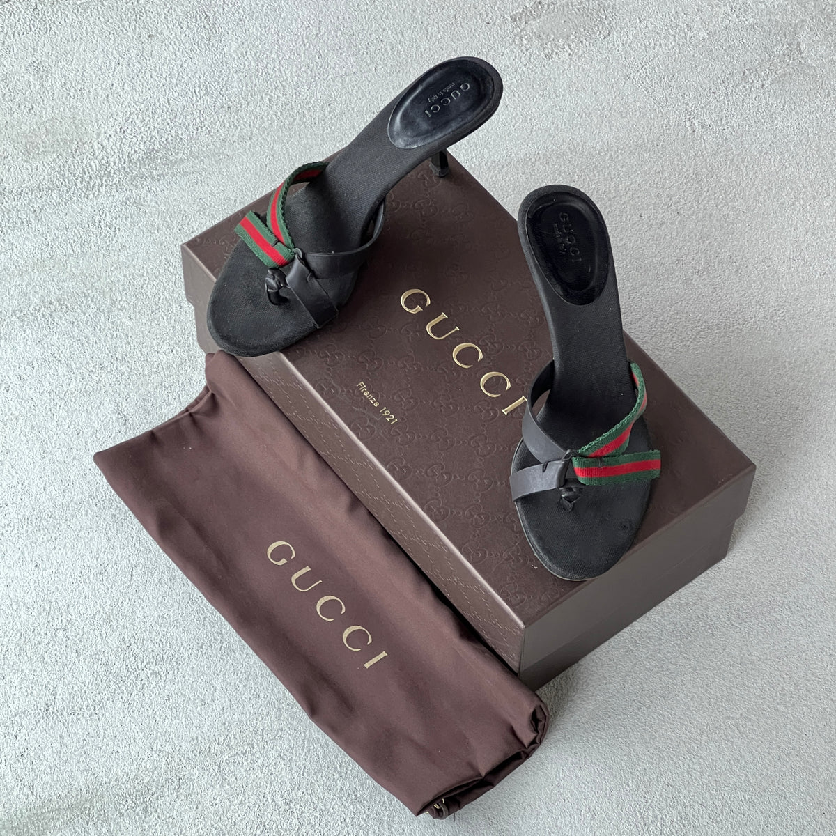 Gucci | Vintage Tom Ford Era Web Stripe Strappy Thong Mules Rare (35.5)