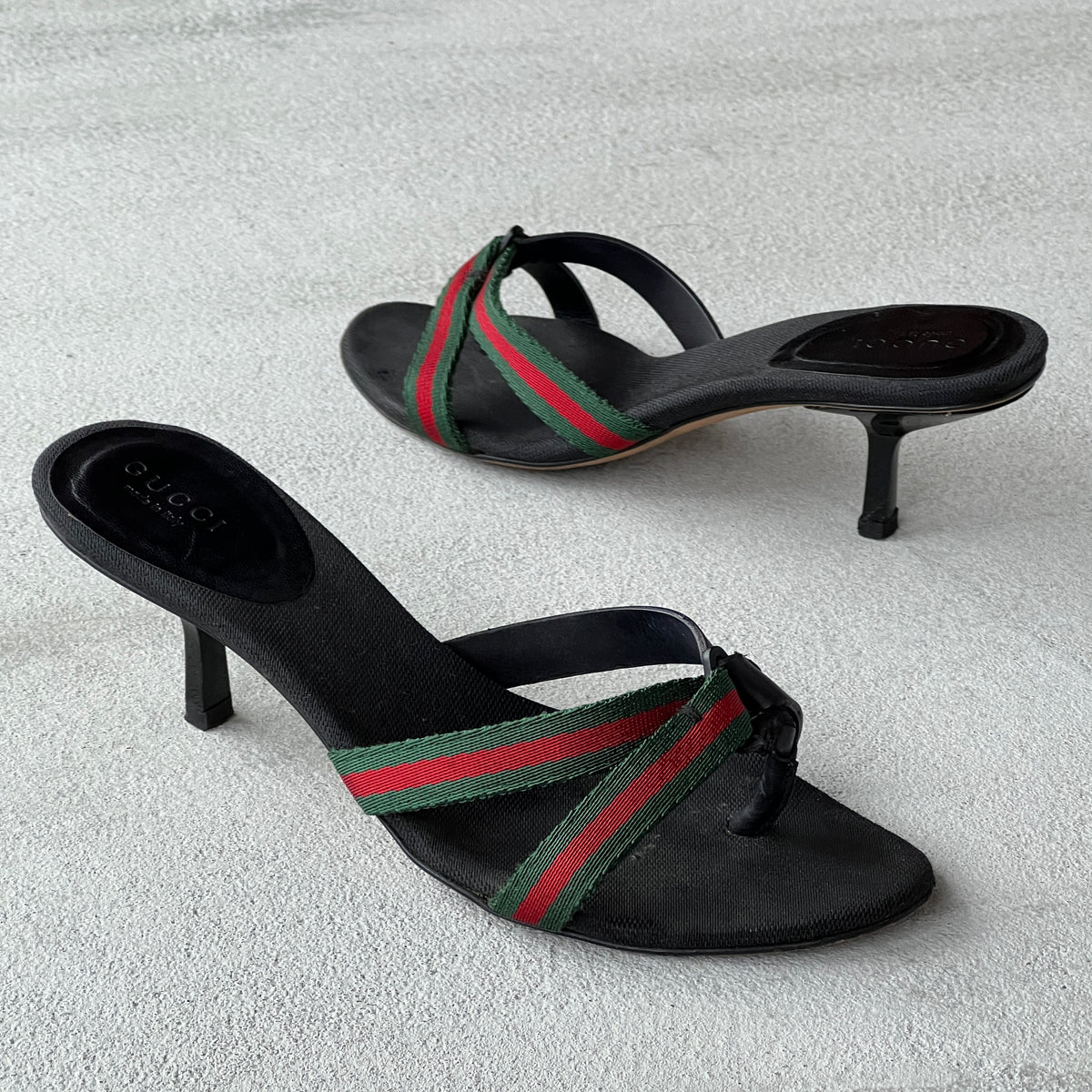 Gucci | Vintage Tom Ford Era Web Stripe Strappy Thong Mules Rare (35.5)