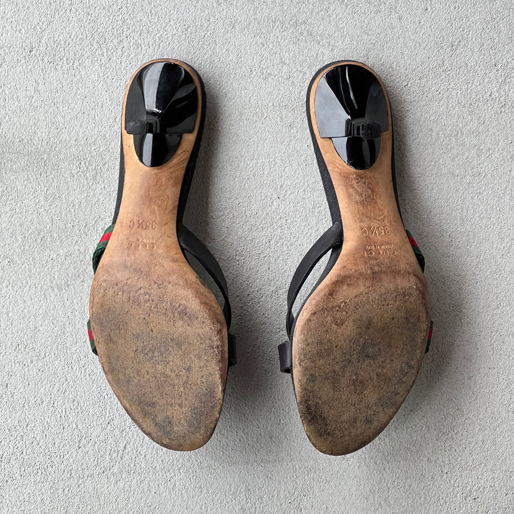 Gucci | Vintage Tom Ford Era Web Stripe Strappy Thong Mules Rare (35.5)