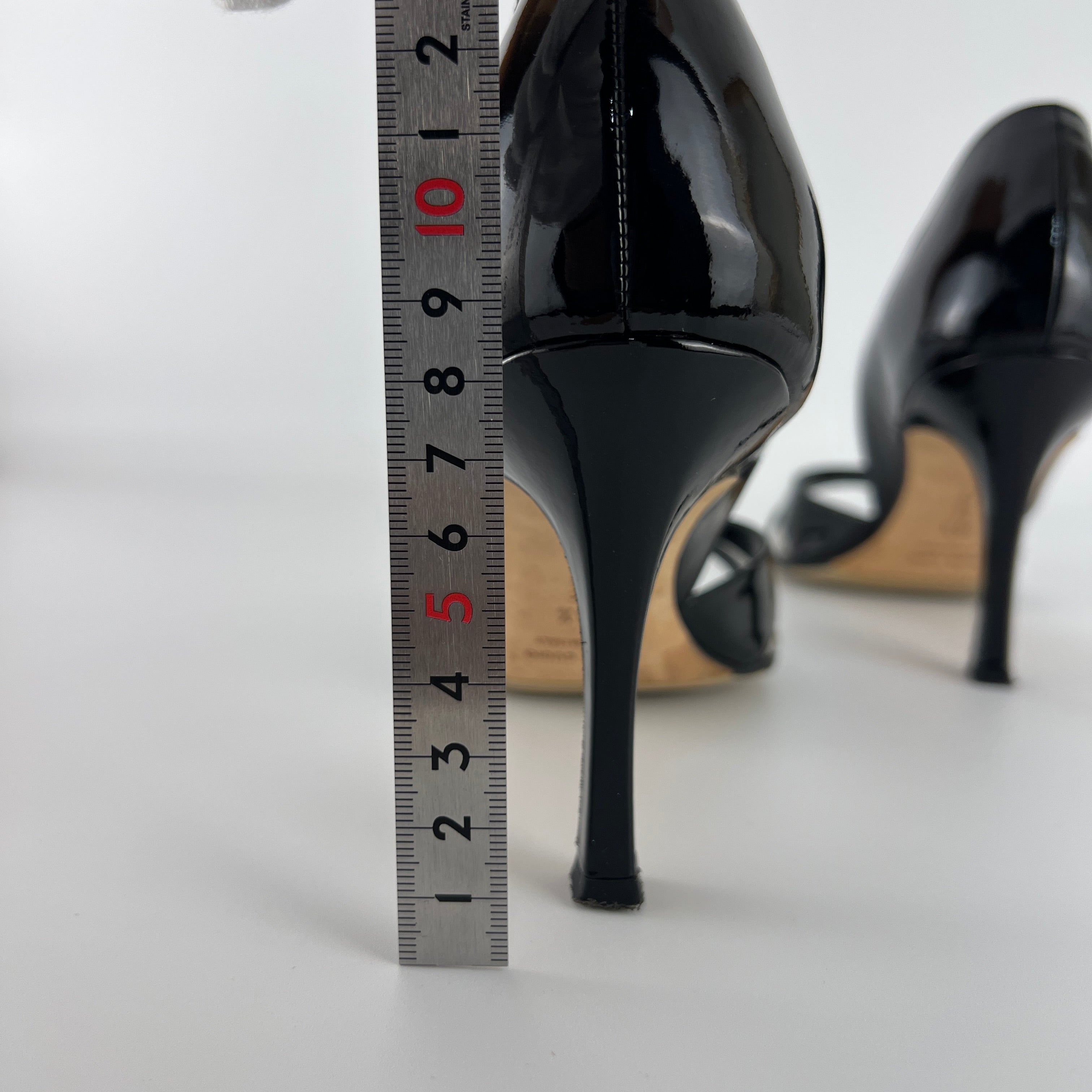 Manolo Blahnik | Canti Black Patent Leather Striped PVC D'Orsay Pump (36.5)