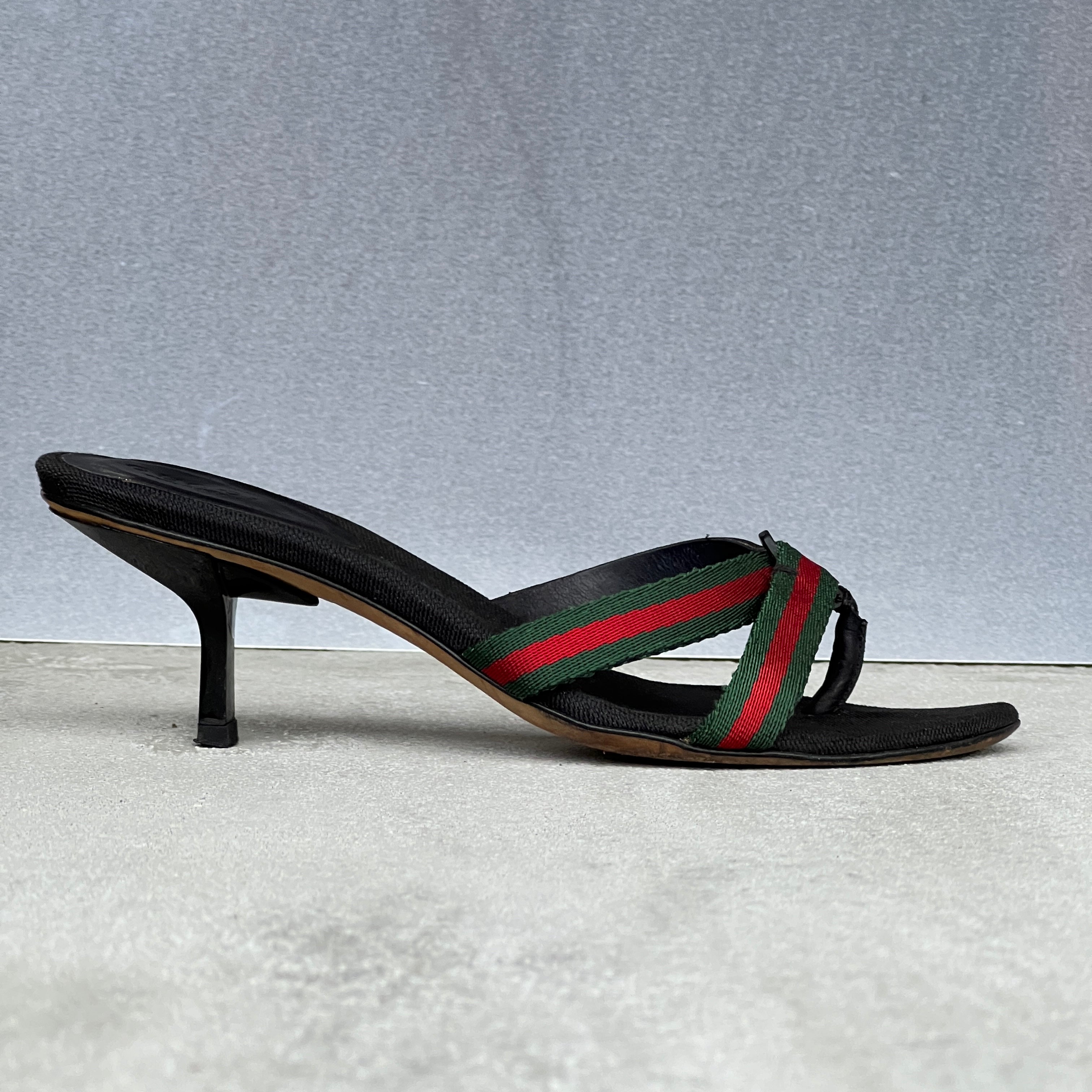 Gucci | Vintage Tom Ford Era Web Stripe Strappy Thong Mules Rare (35.5)