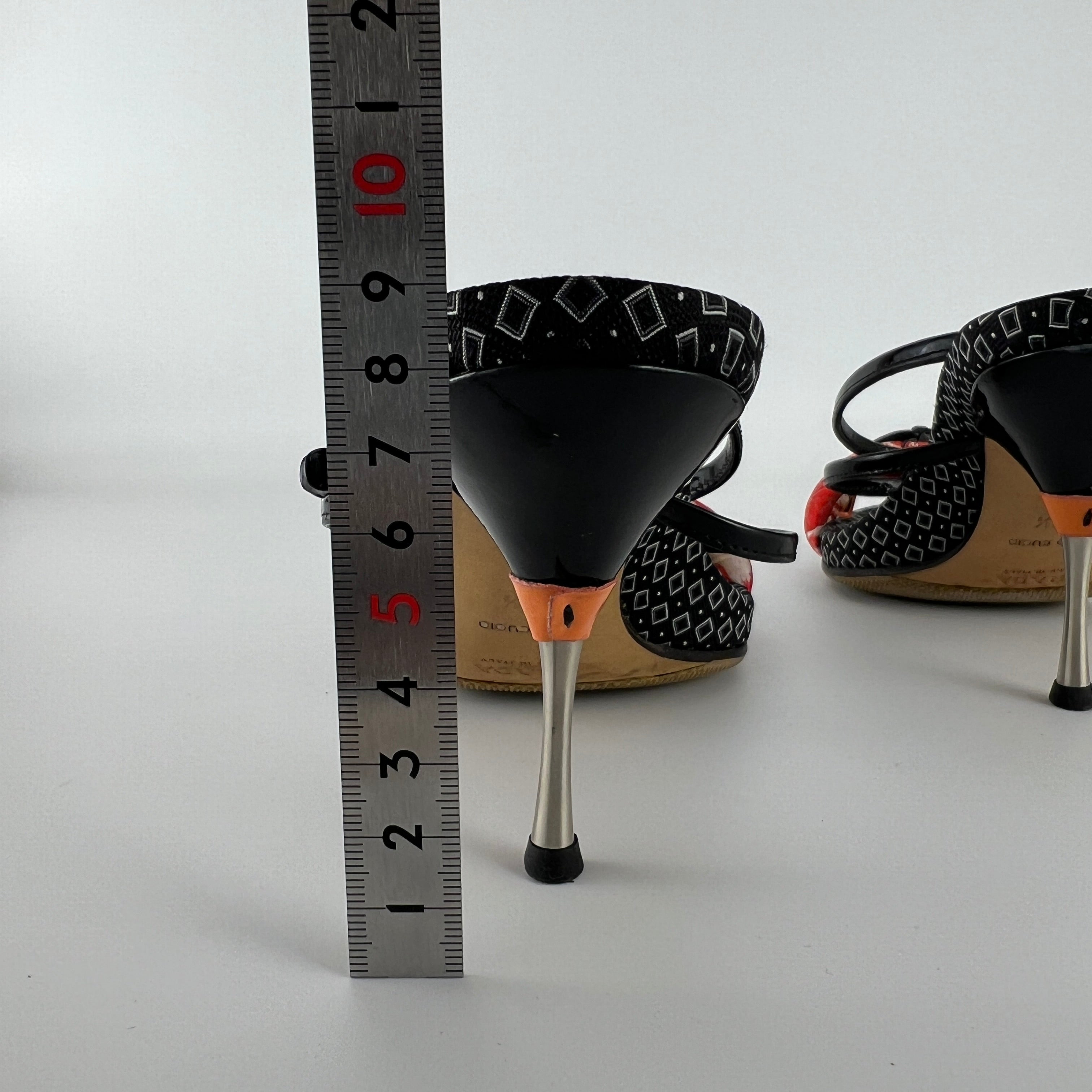 Prada | S/S 2003 Archival Vintage Kimono Red Black Leather Sandal Heels Rare (35.5)