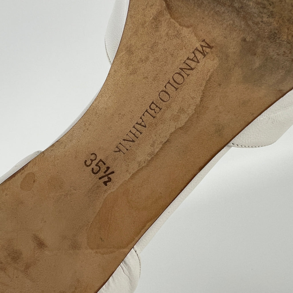 Manolo Blahnik | Butterflop White Leather D'Orsay Bridal Sandal Pumps (35.5)