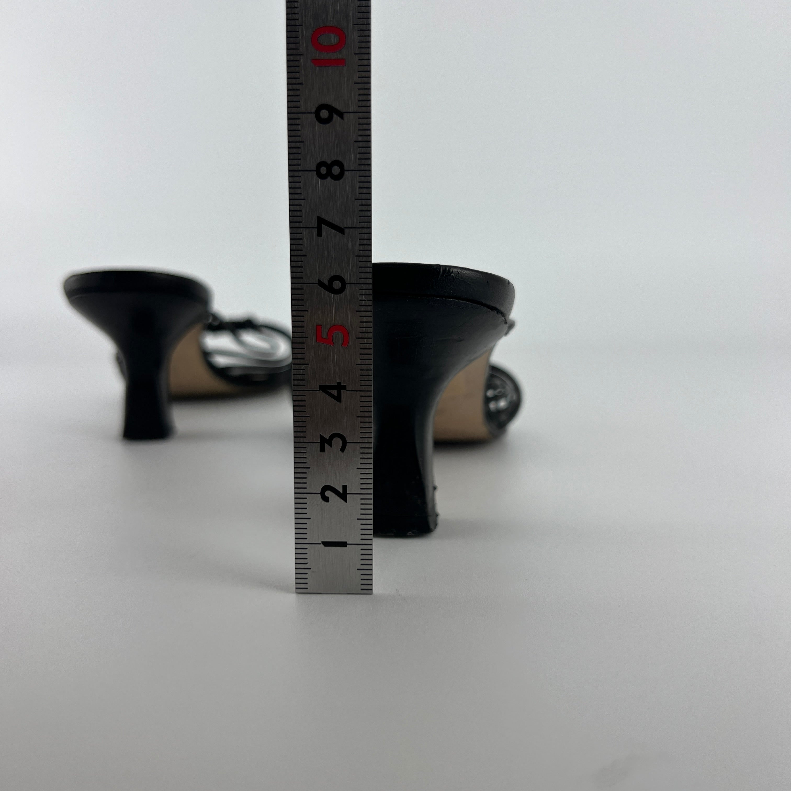 Max Mara | Black Leather Strappy Knot Kitten Heel Slide Mules (35)
