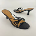 Max Mara | Black Leather Strappy Knot Kitten Heel Slide Mules (35)