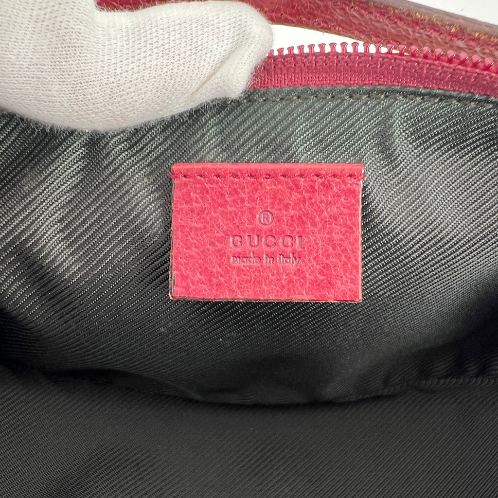 Gucci | Tom Ford Era Boat Pochette GG Monogram Beige Canvas Red Leather Bag