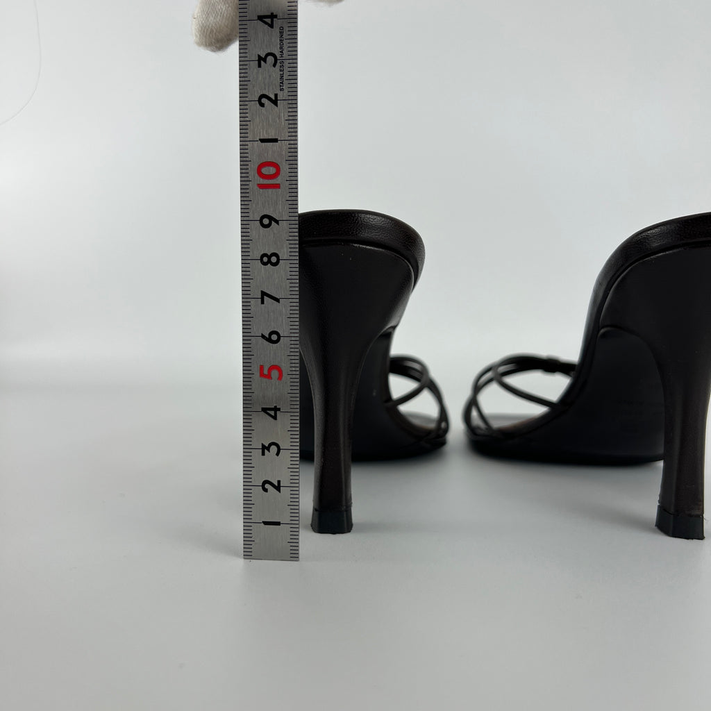 Bruno Magli | Brown Nappa Leather Strappy Sandal Stiletto Mules (36)