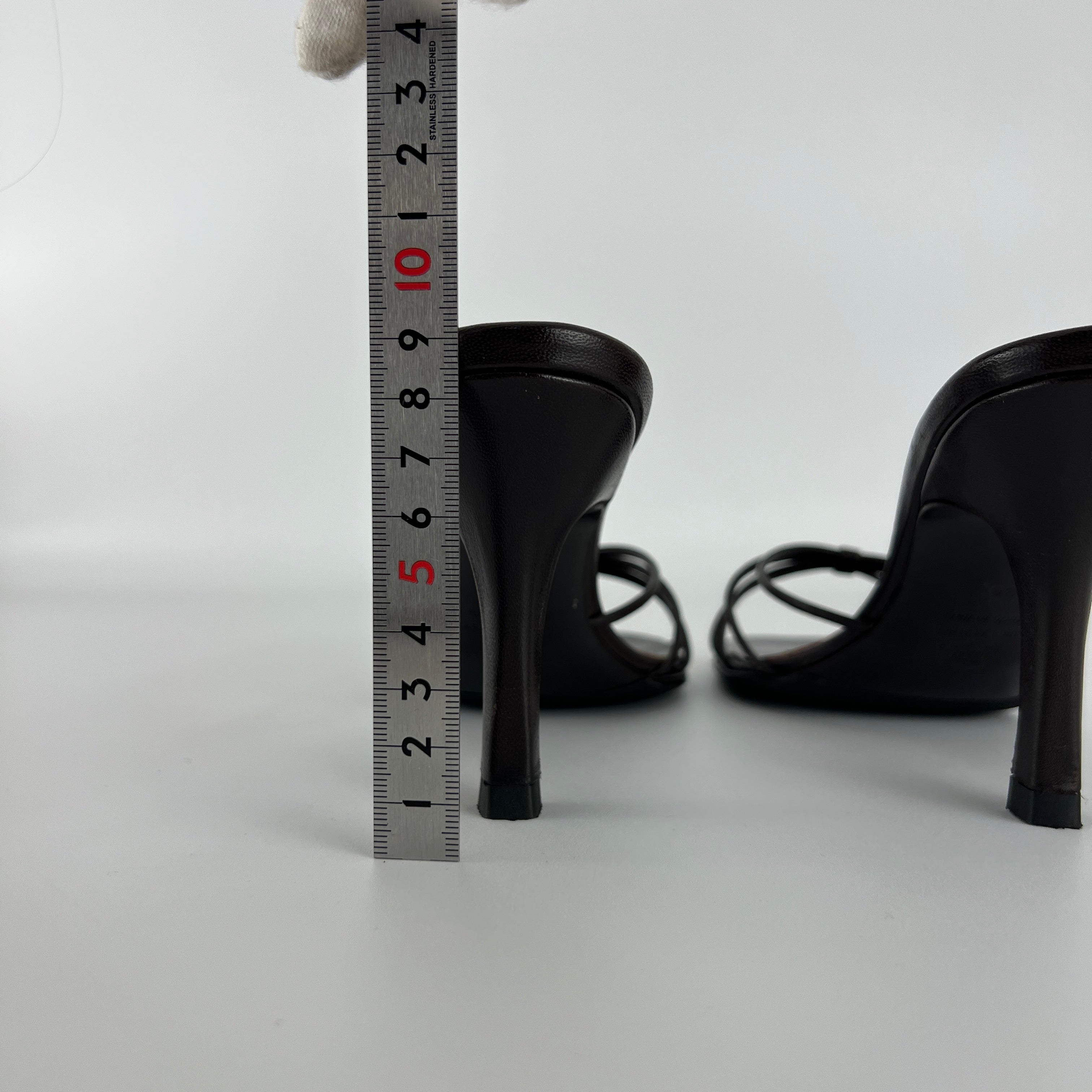 Bruno Magli | Brown Nappa Leather Strappy Sandal Stiletto Mules (36)