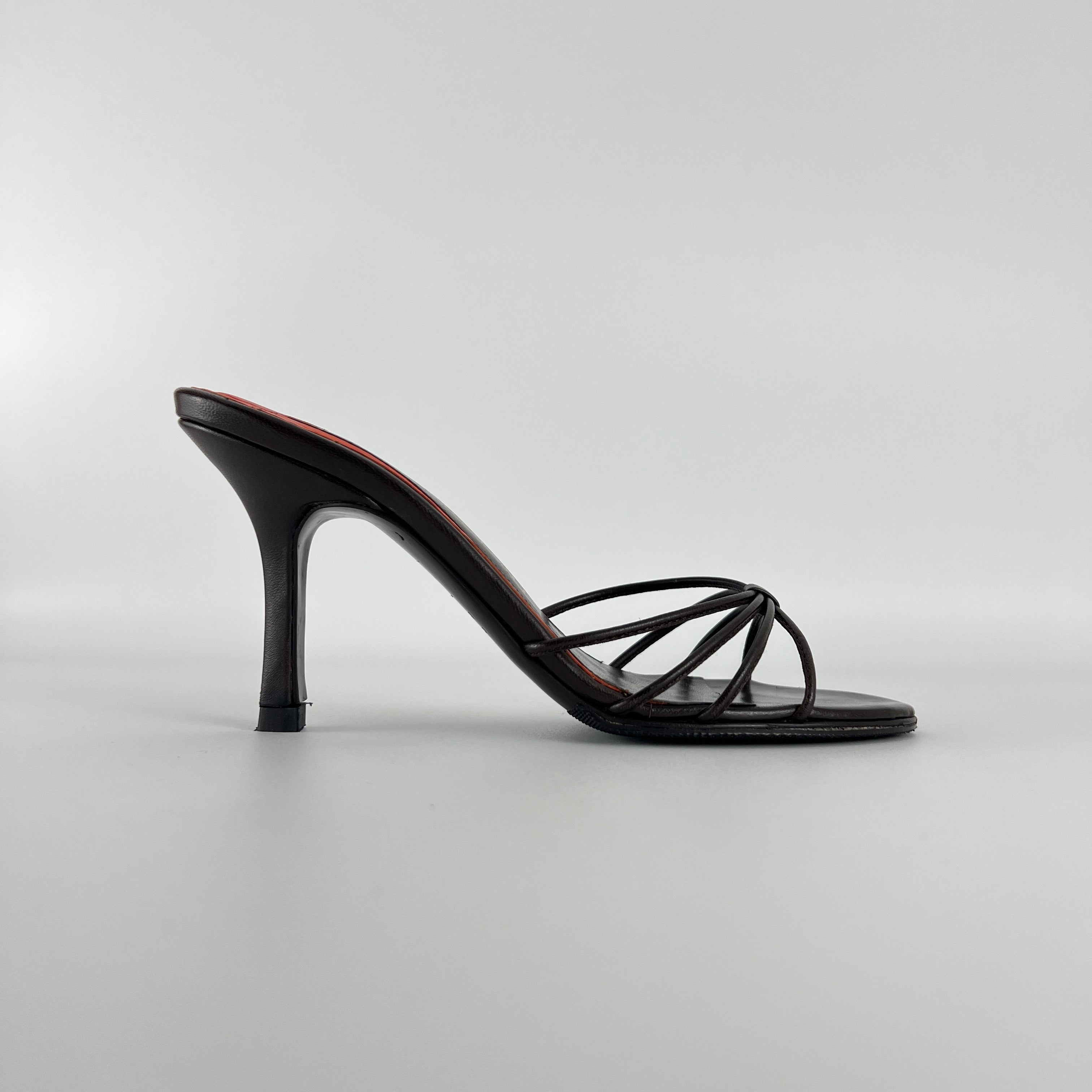 Bruno Magli | Brown Nappa Leather Strappy Sandal Stiletto Mules (36)