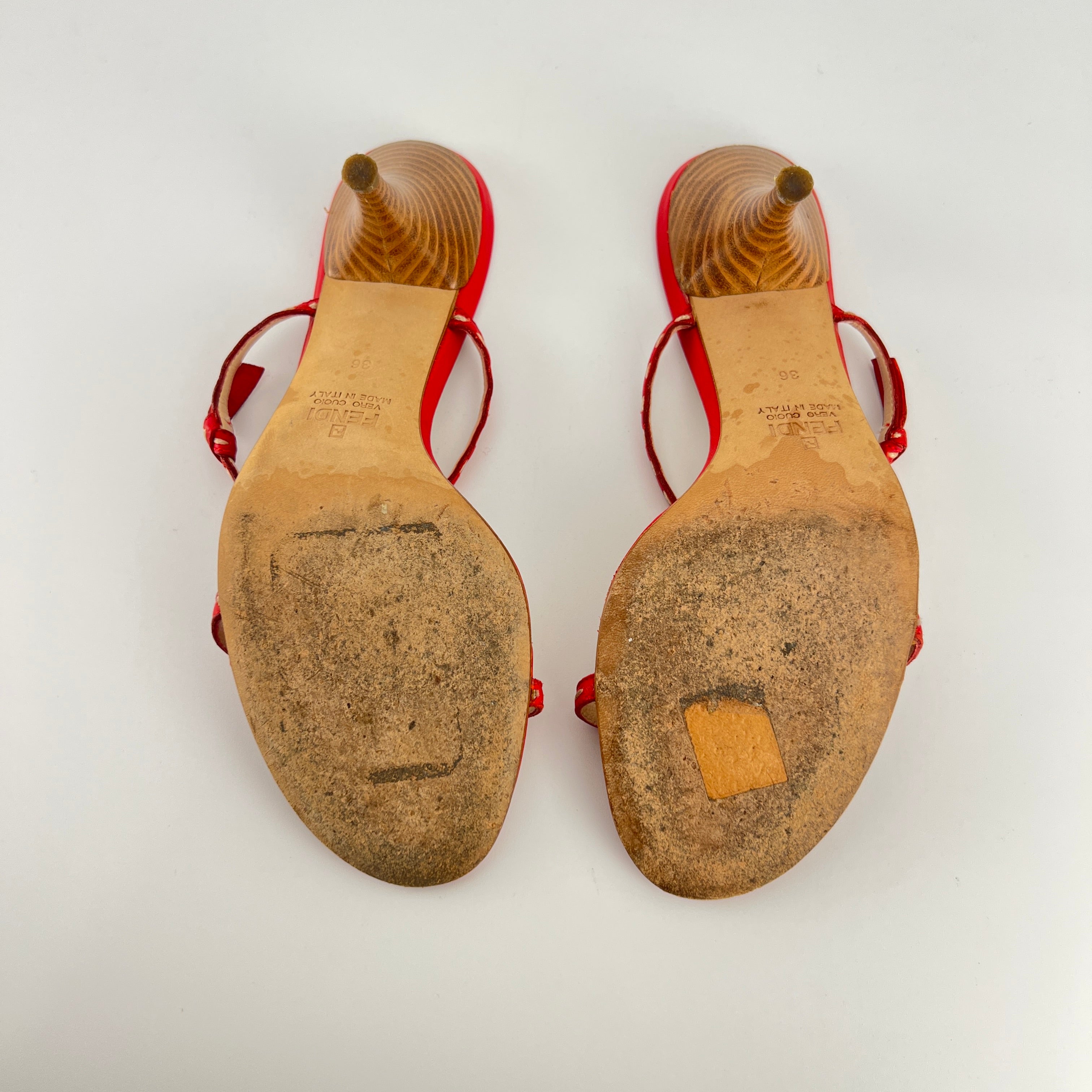 Fendi | Vintage Selleria Red Leather Two Strap Slide Mules (36)
