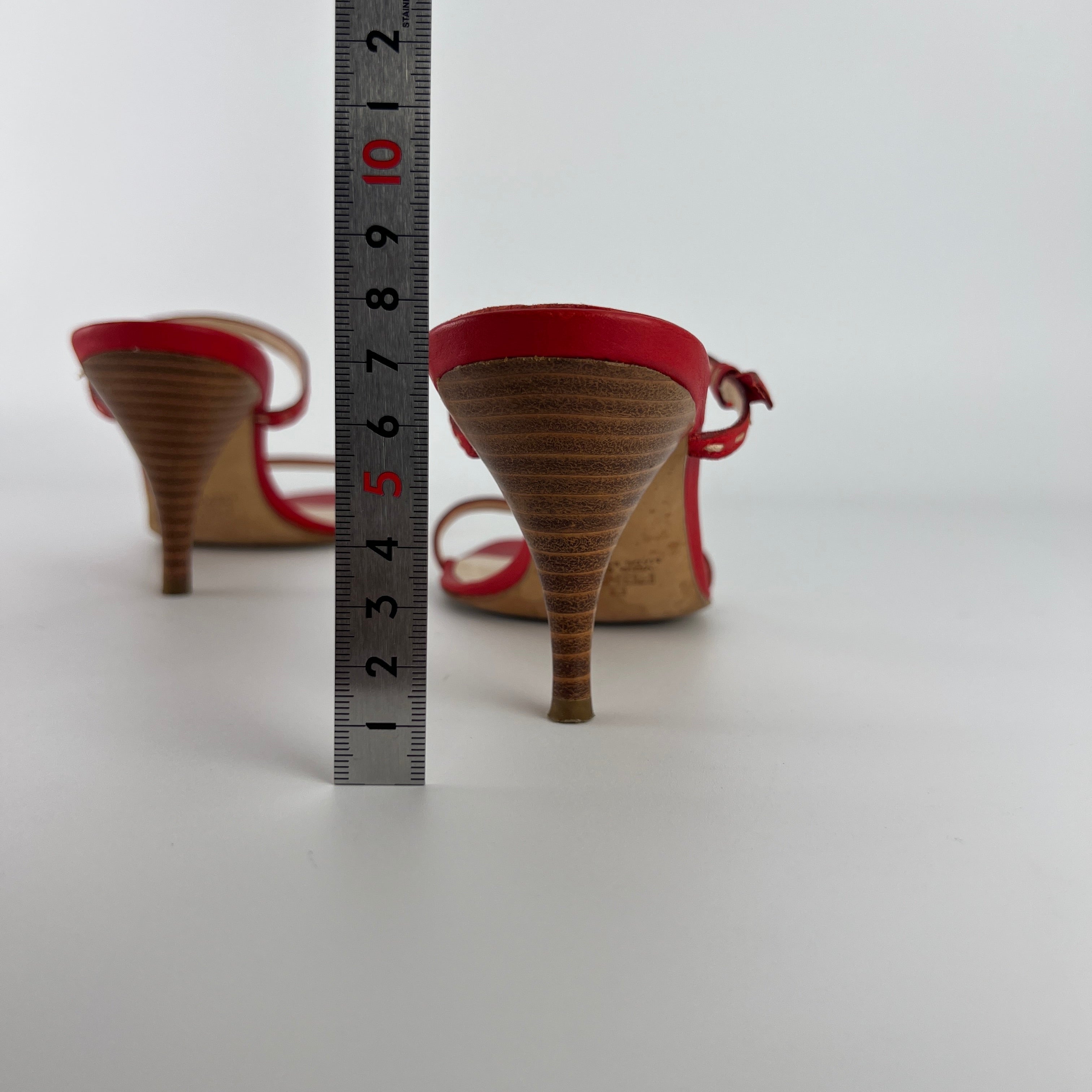 Fendi | Vintage Selleria Red Leather Two Strap Slide Mules (36)