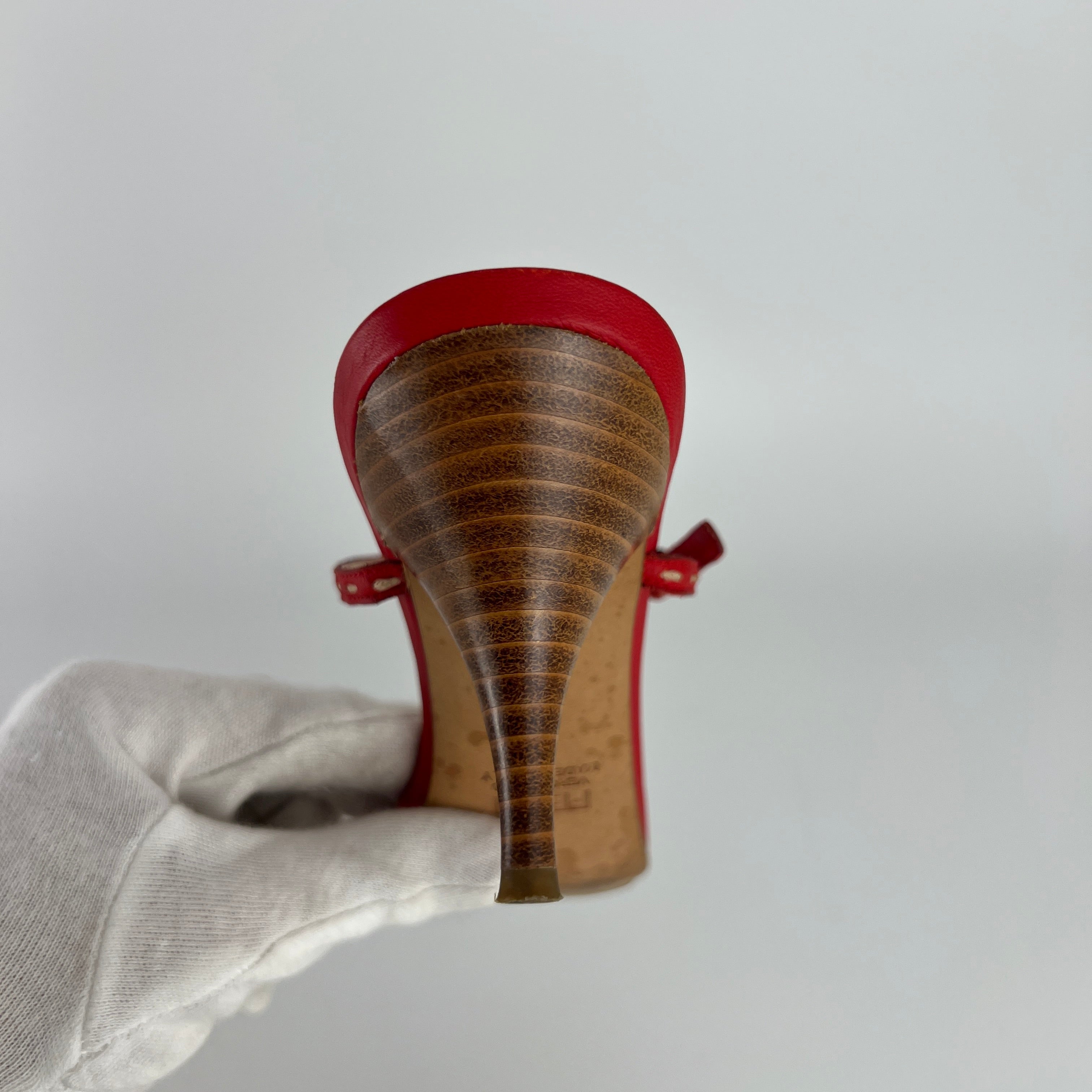 Fendi | Vintage Selleria Red Leather Two Strap Slide Mules (36)