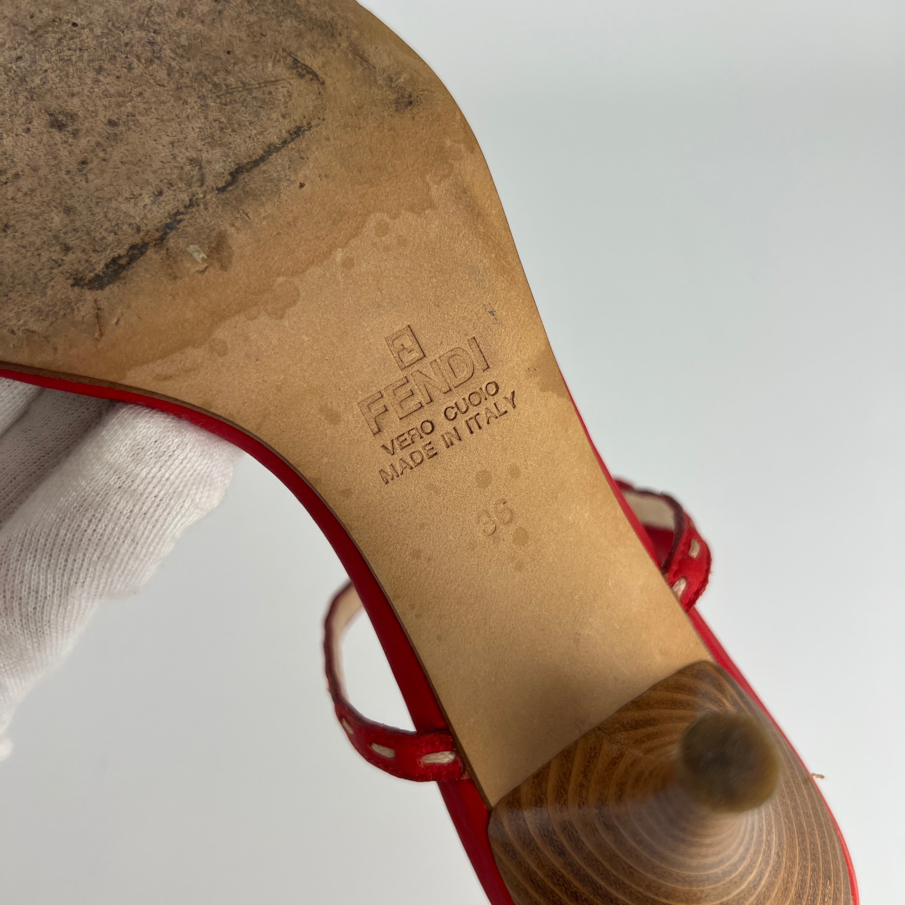 Fendi | Vintage Selleria Red Leather Two Strap Slide Mules (36)