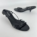 Prada | Y2K Black Patent Leather Strappy Kitten Wedge Heel (39)