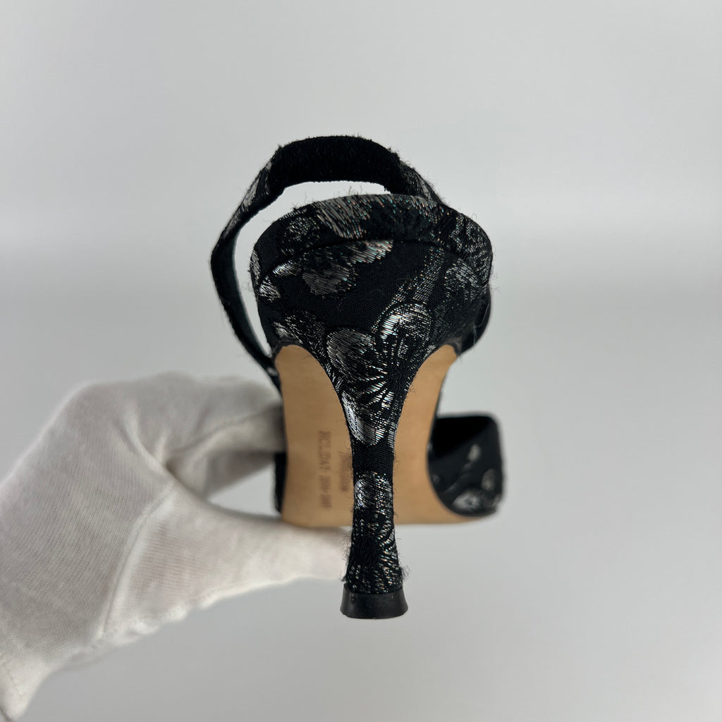Manolo Blahnik | Vintage Limited Edition 2006/2007 Black Floral Gem Buckle Pointed Heels (36)