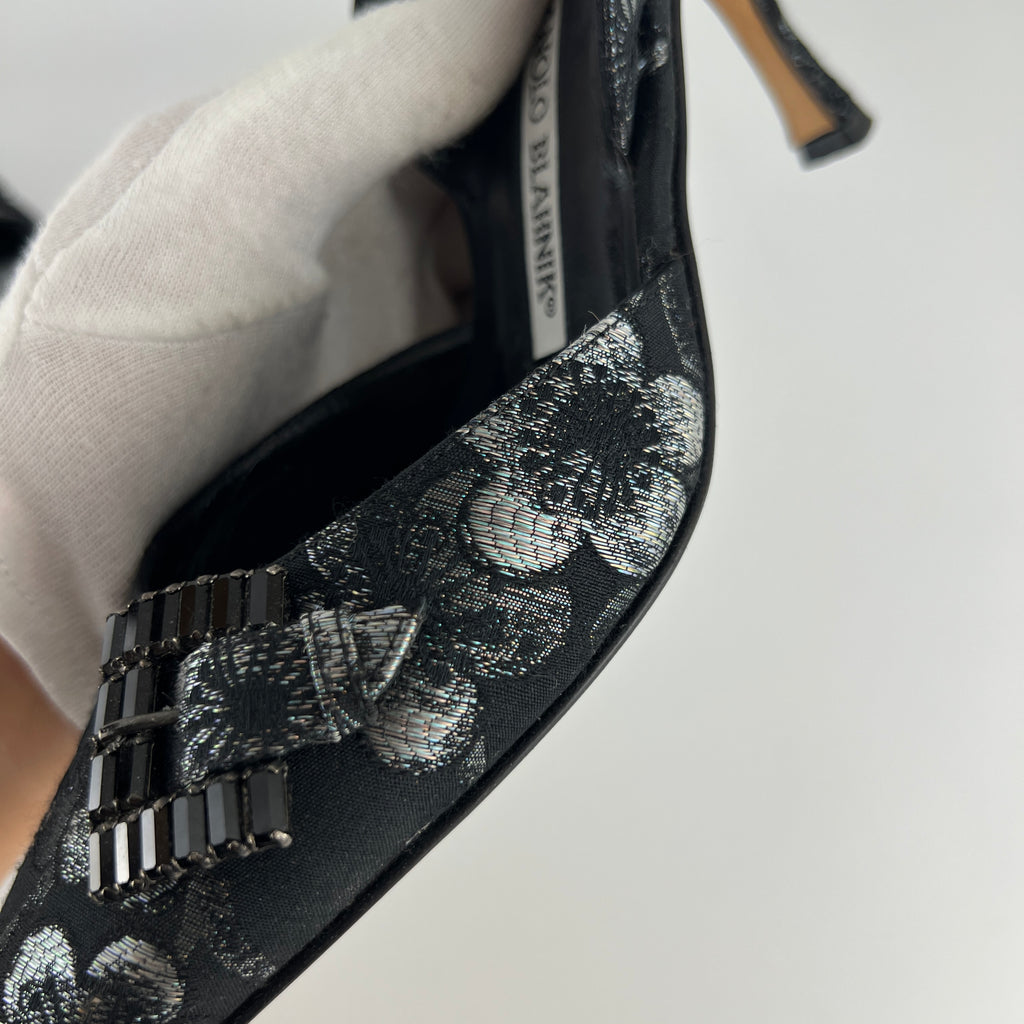 Manolo Blahnik | Vintage Limited Edition 2006/2007 Black Floral Gem Buckle Pointed Heels (36)