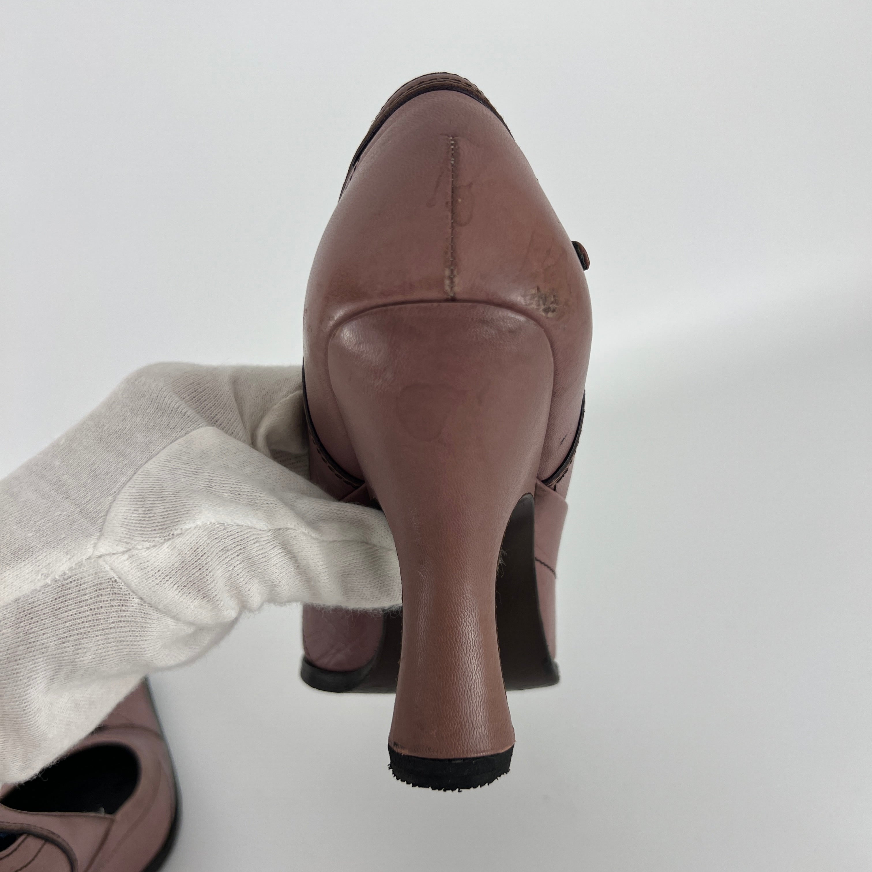 Prada | Vintage Dusty Rose Pink Leather Square Toe Ankle Wrap Pump (35.5)