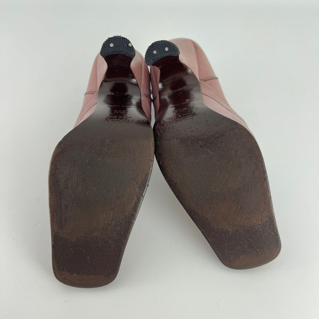 Prada | Vintage Dusty Rose Pink Leather Square Toe Ankle Wrap Pump (35.5)