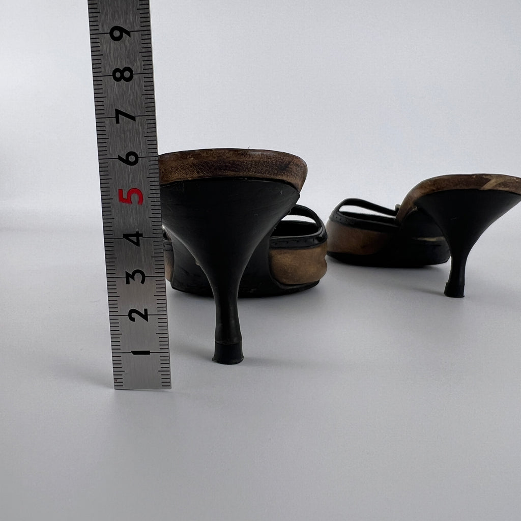 Prada | Vintage Brown Leather Buckle Pointed Toe Slide Mules (36)