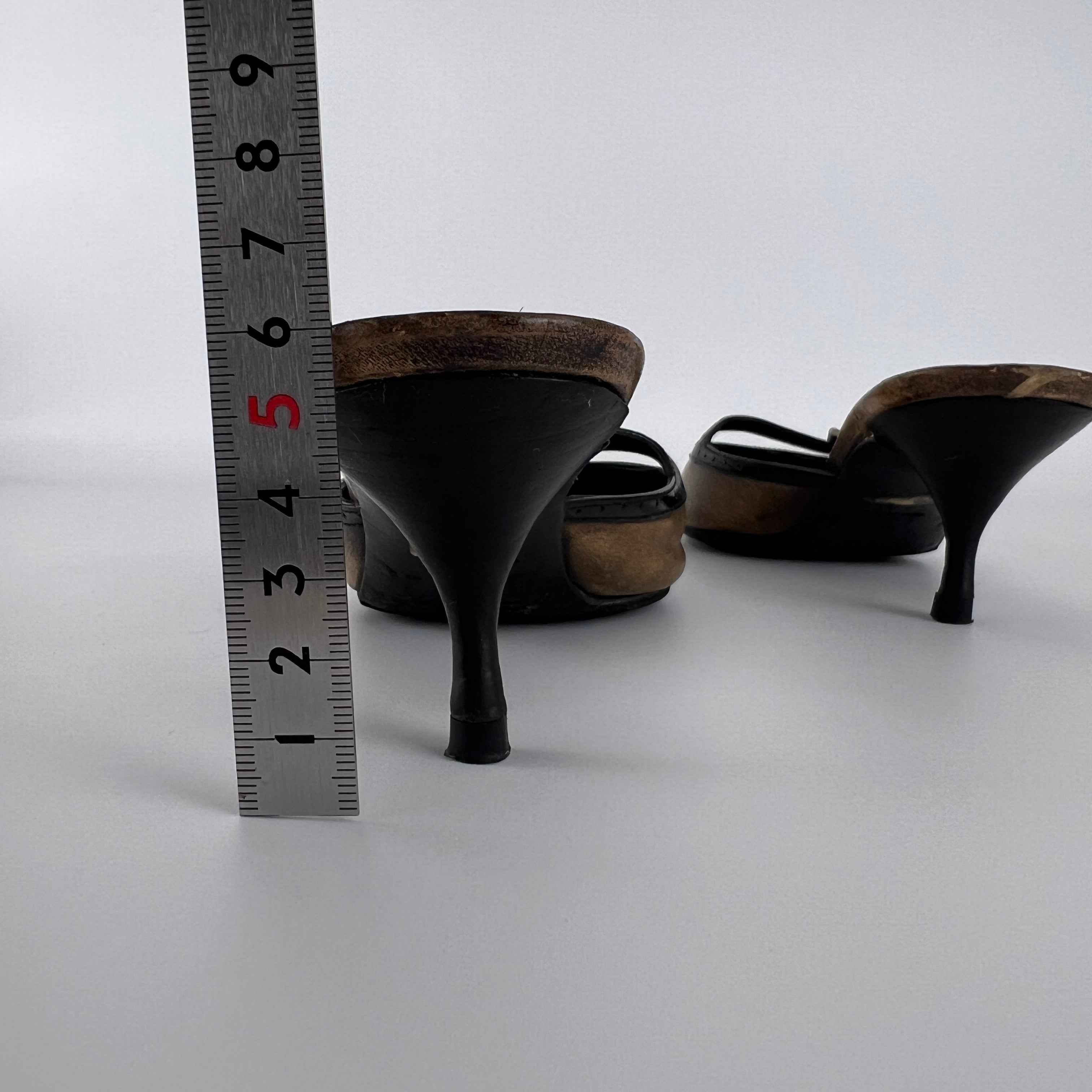 Prada | Vintage Brown Leather Buckle Pointed Toe Slide Mules (36)