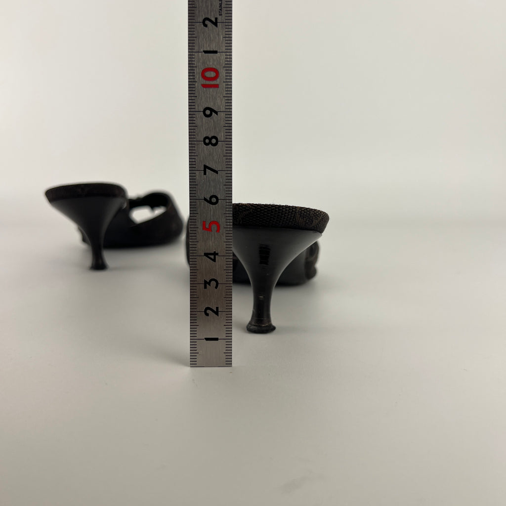 Louis Vuitton | Vintage Monogram Black Canvas Bow Leather Mules (35.5)