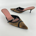 Prada | Vintage Brown Leather Buckle Pointed Toe Slide Mules (36)