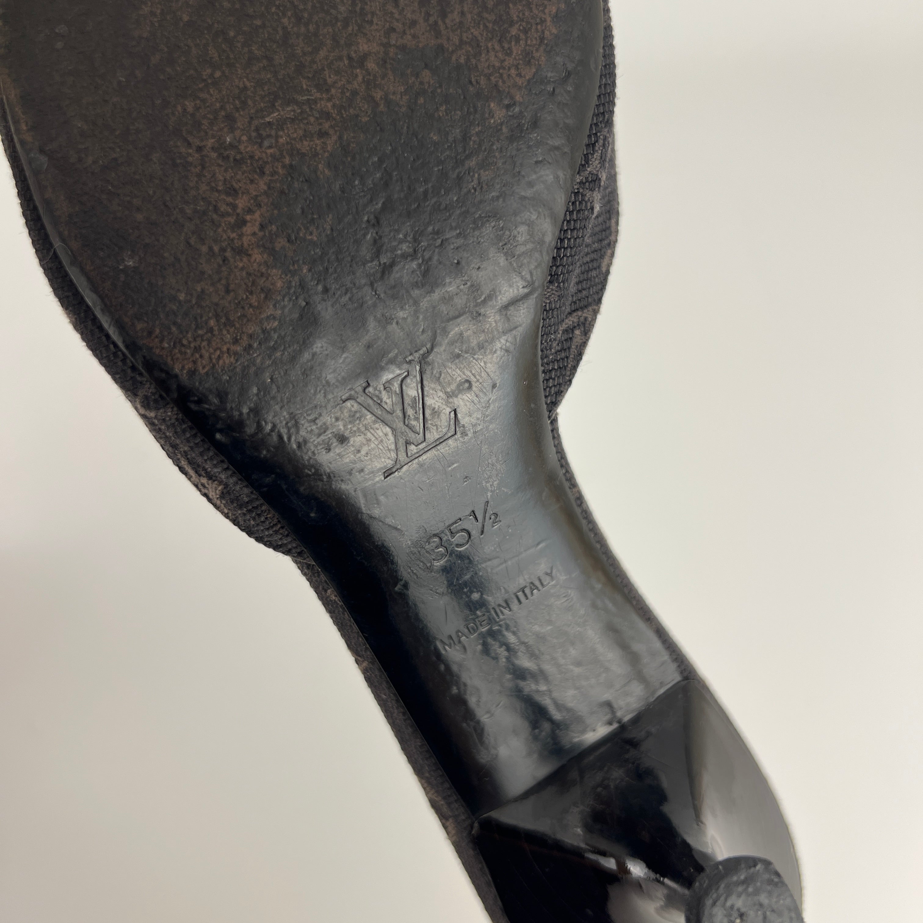 Louis Vuitton | Vintage Monogram Black Canvas Bow Leather Mules (35.5)