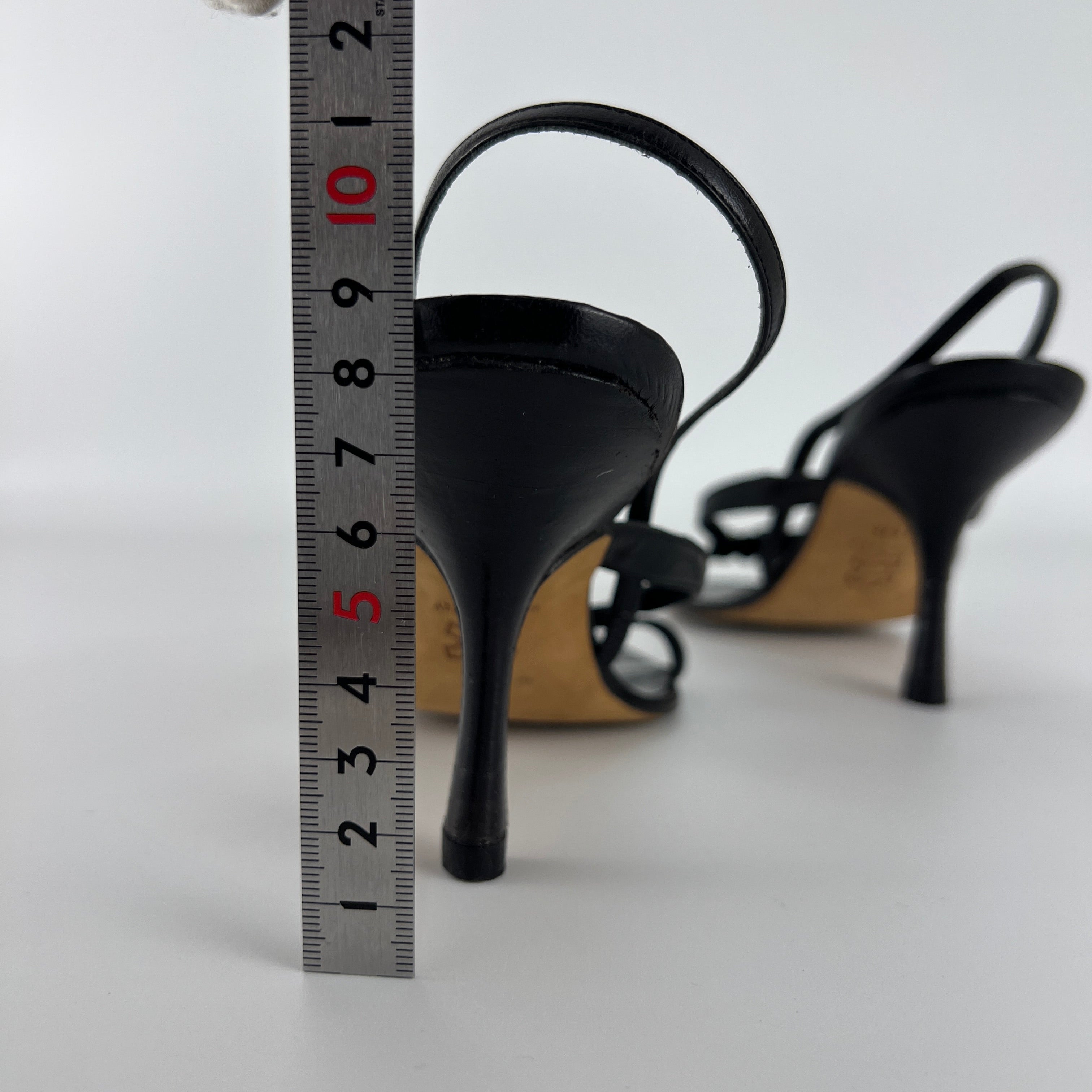 Manolo Blahnik | Black Leather Beaded Tassel Strappy Sandal Heels (35.5)