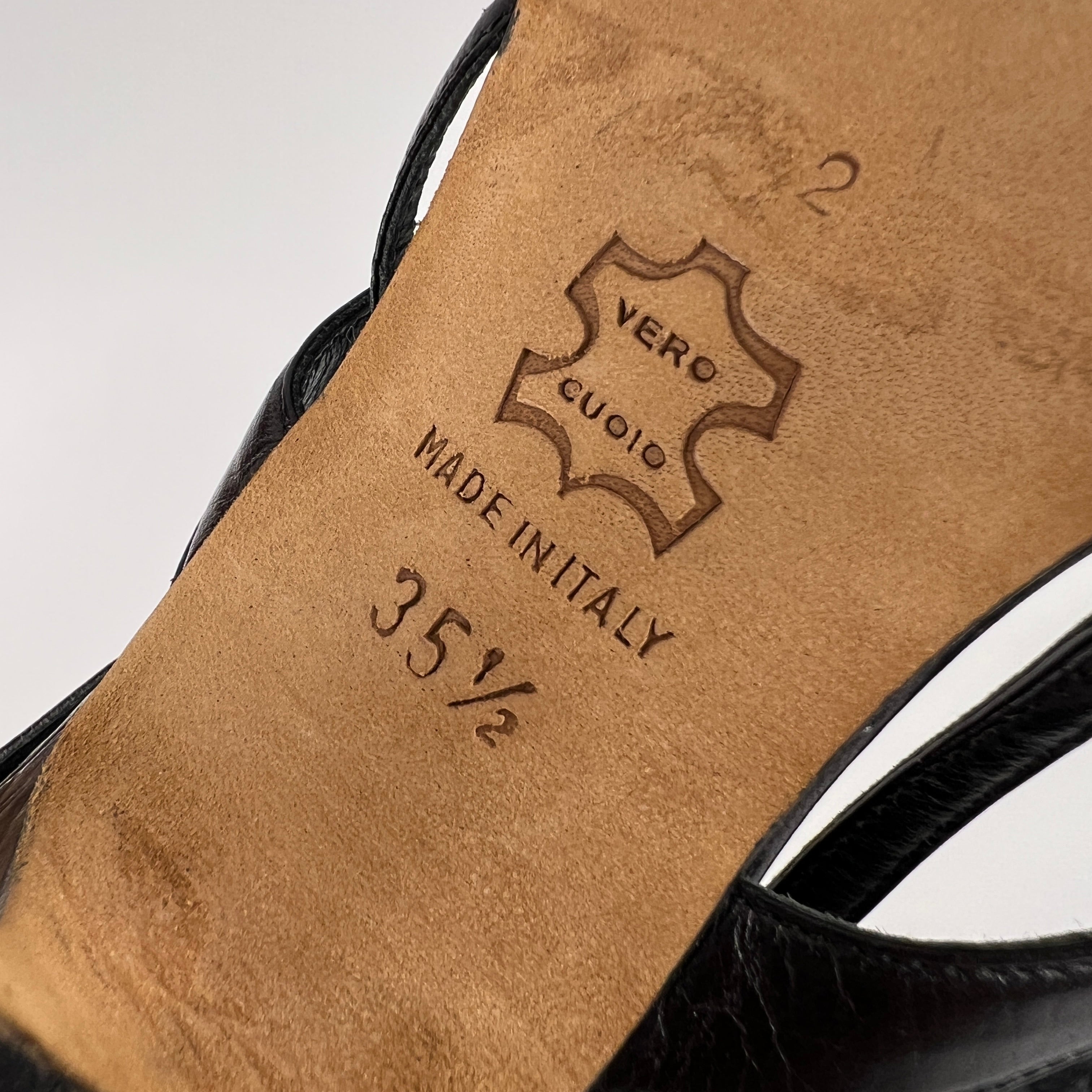Manolo Blahnik | Black Leather Beaded Tassel Strappy Sandal Heels (35.5)